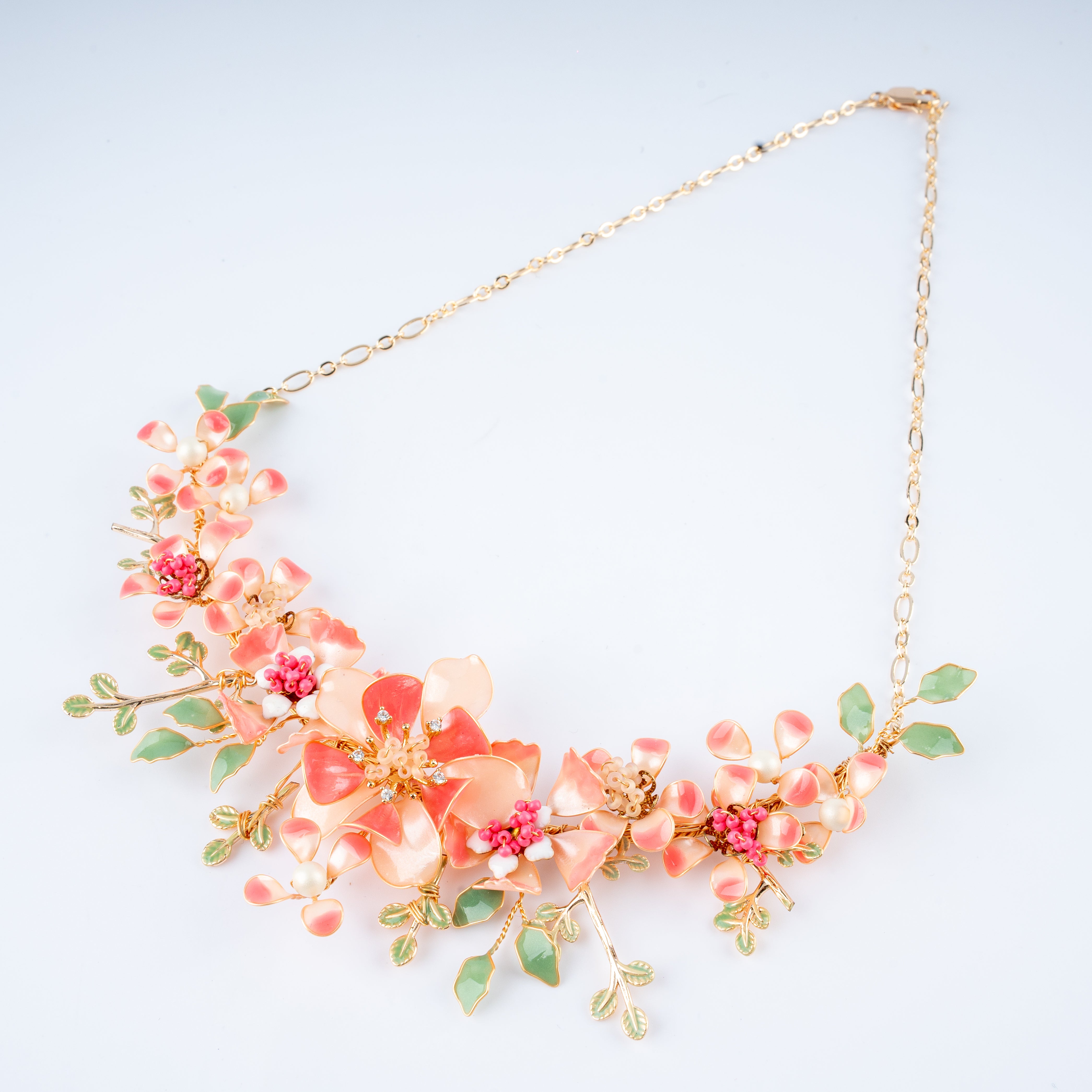 The Coral Bloom Floral Resin Art Jewelry Set
