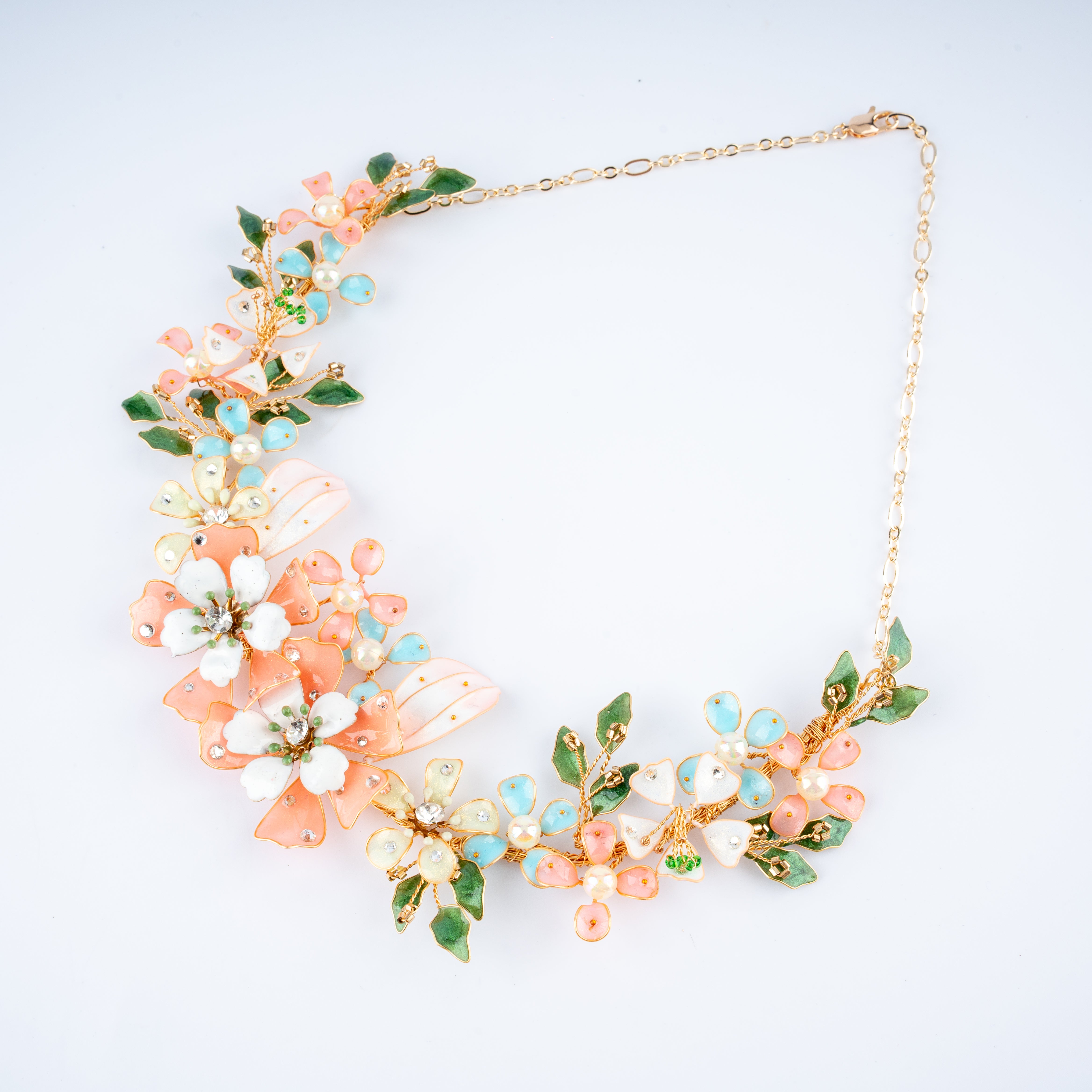 The Coral Breeze Floral Resin Art Jewelry Set