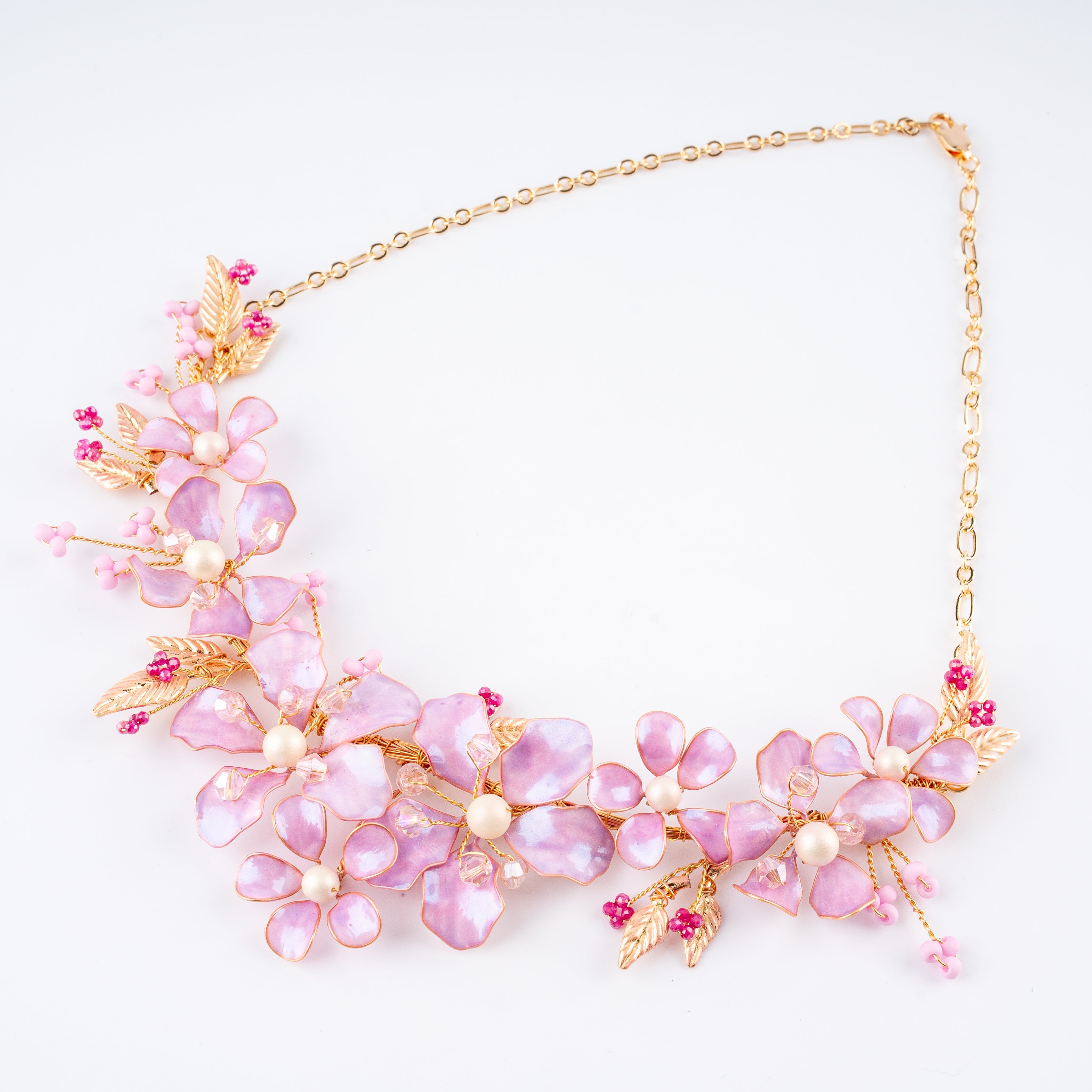 The Lilac Orchid Floral Resin Art Jewelry Set with Multi-Strand Ear Chains