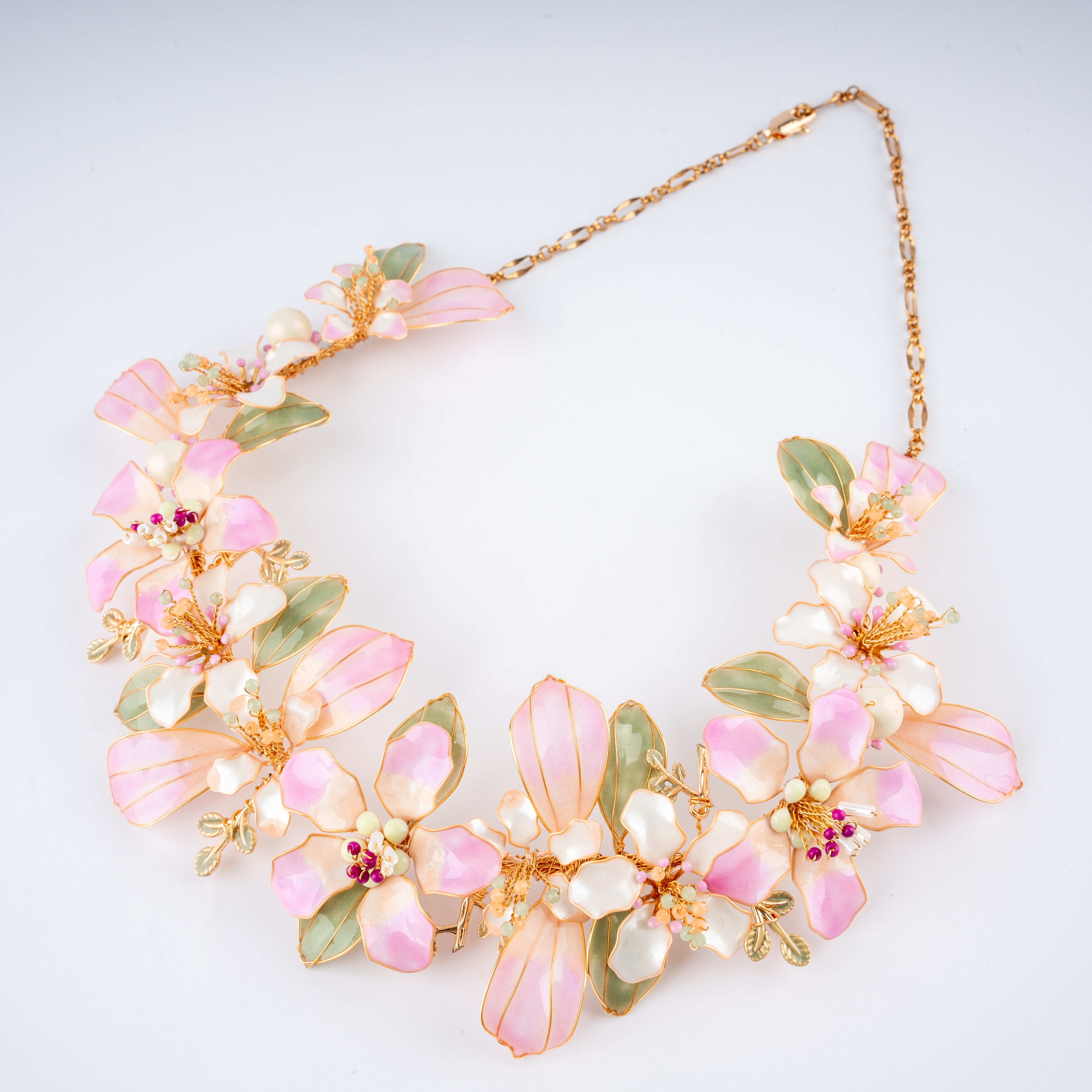 The Cherry Blossom Pink Floral Resin Art Jewelry Set