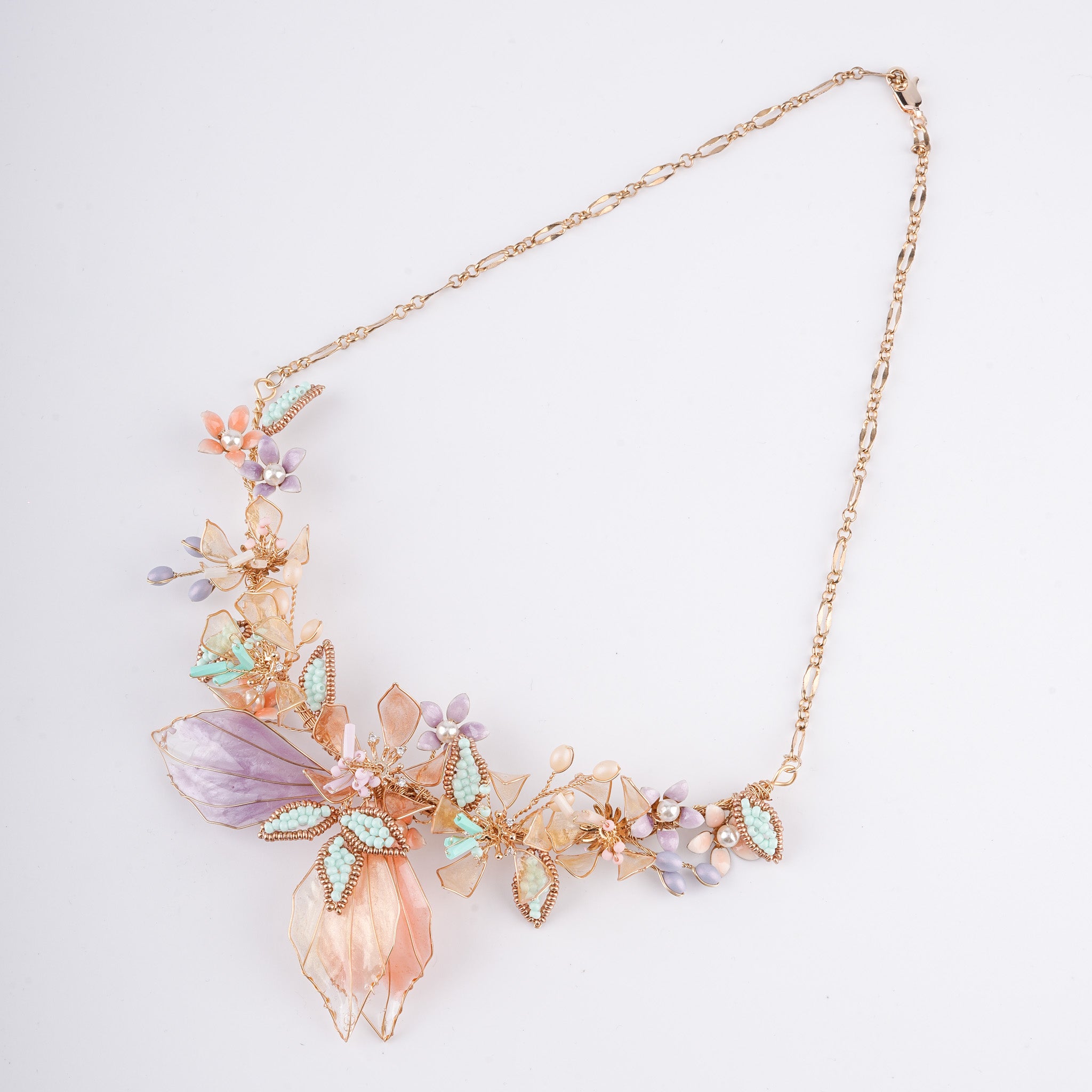 The Pastel Mirage Floral Resin Art Jewelry Set with Tassel Earrings