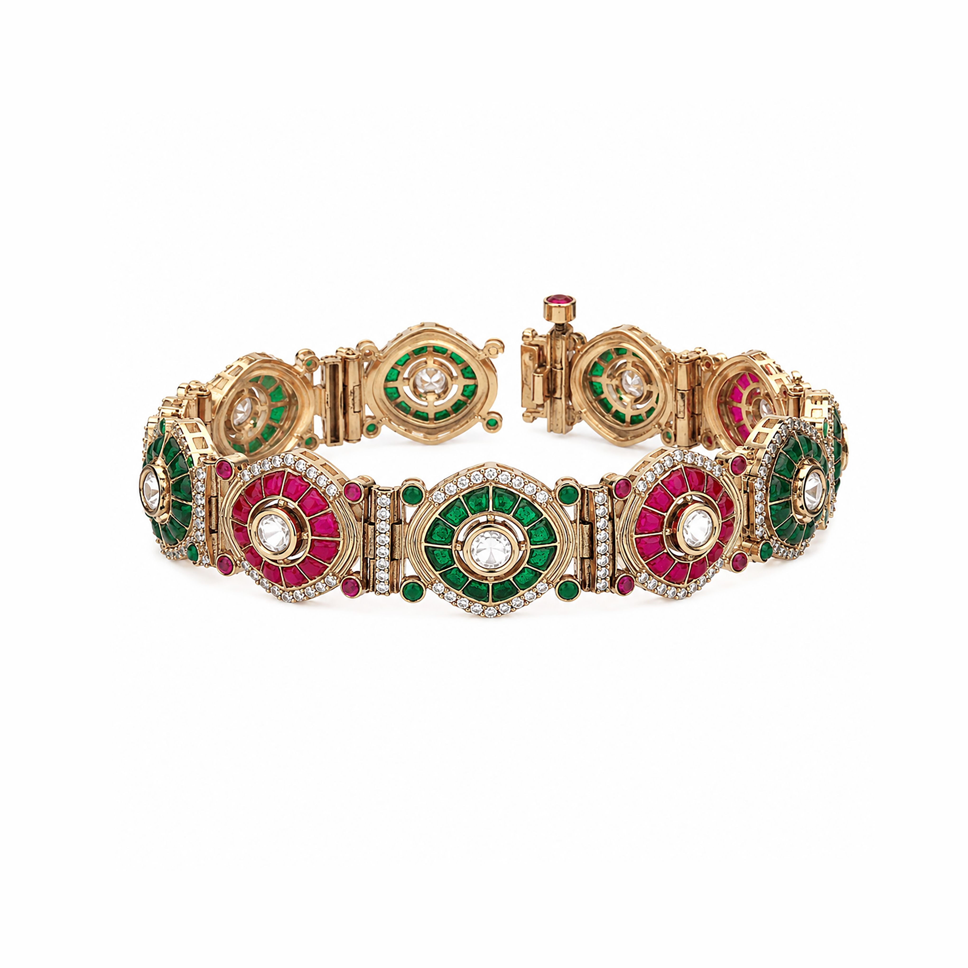 Royal Kundan Sunburst Link Bracelet