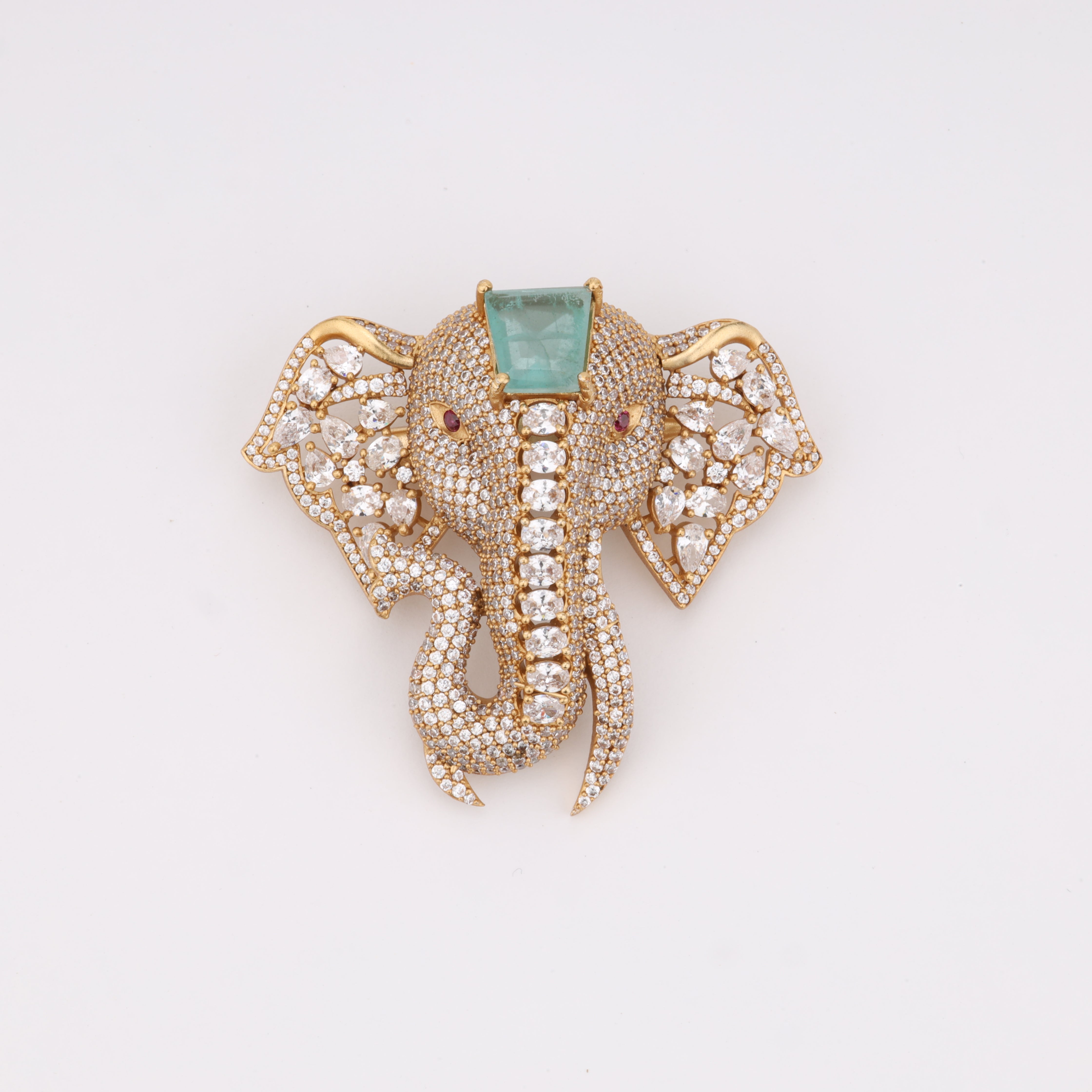 Luxury Elephant Crystal Statement Brooch Pin | Gold Finish
