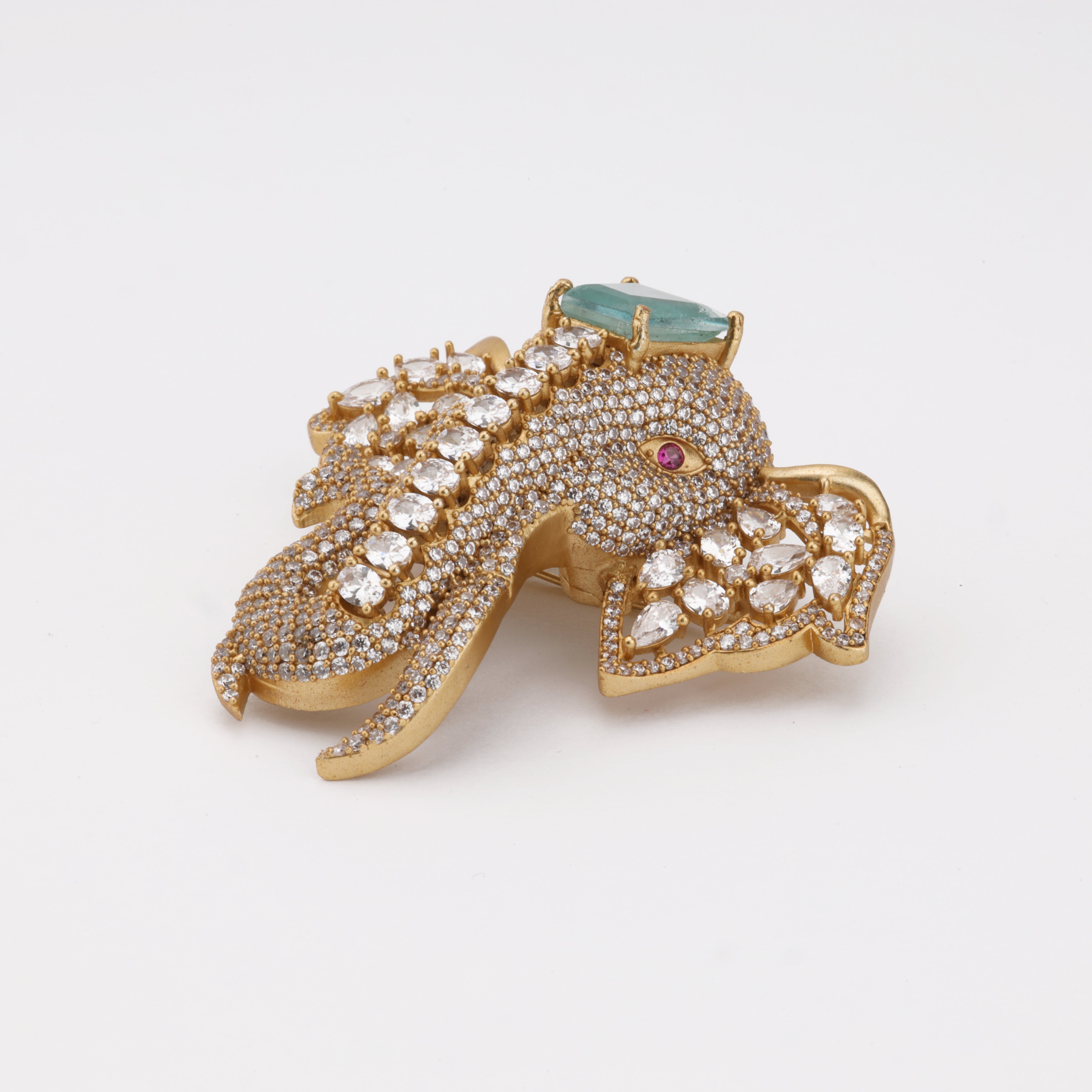 Luxury Elephant Crystal Statement Brooch Pin | Gold Finish
