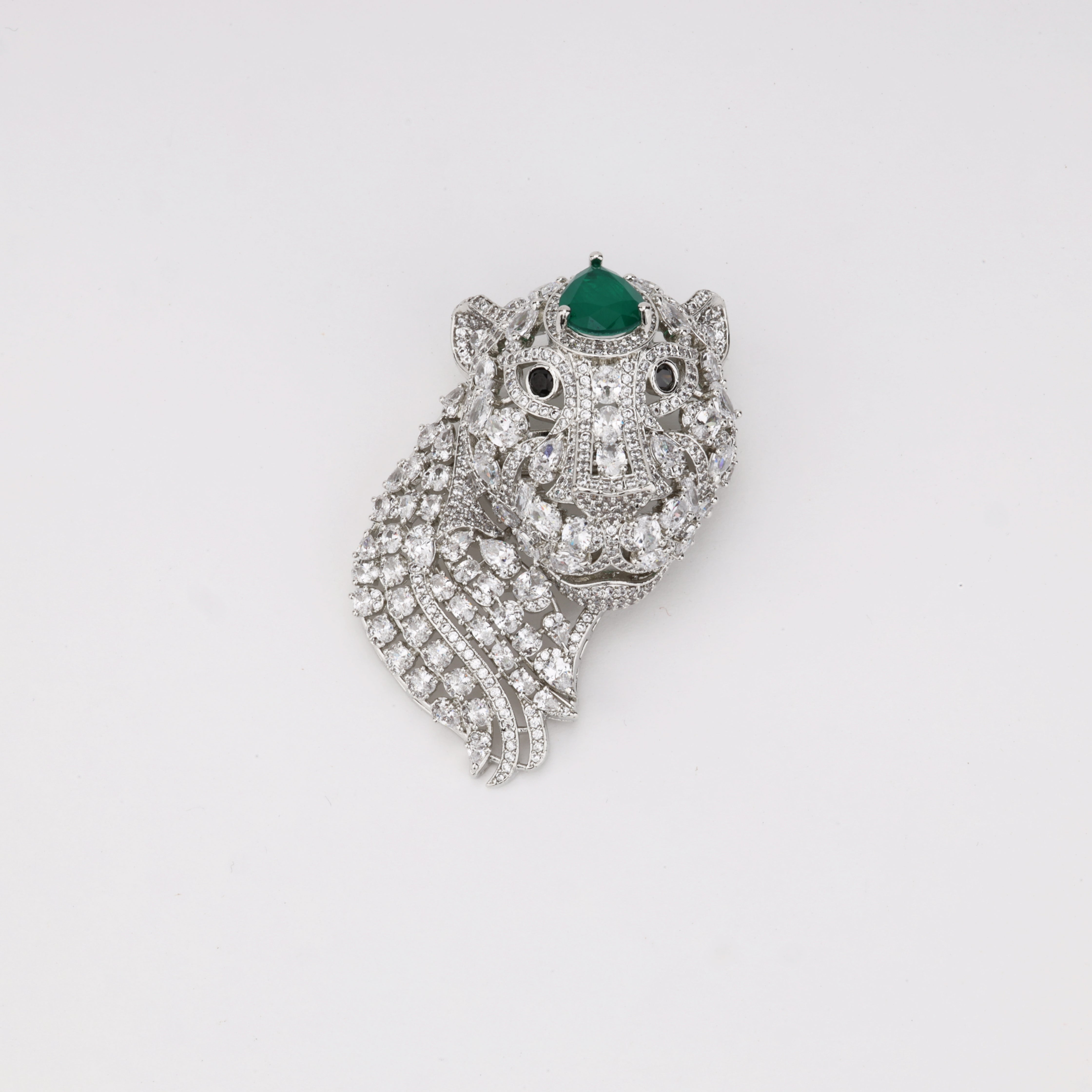 Emerald Panther Majesty Crystal Statement Brooch