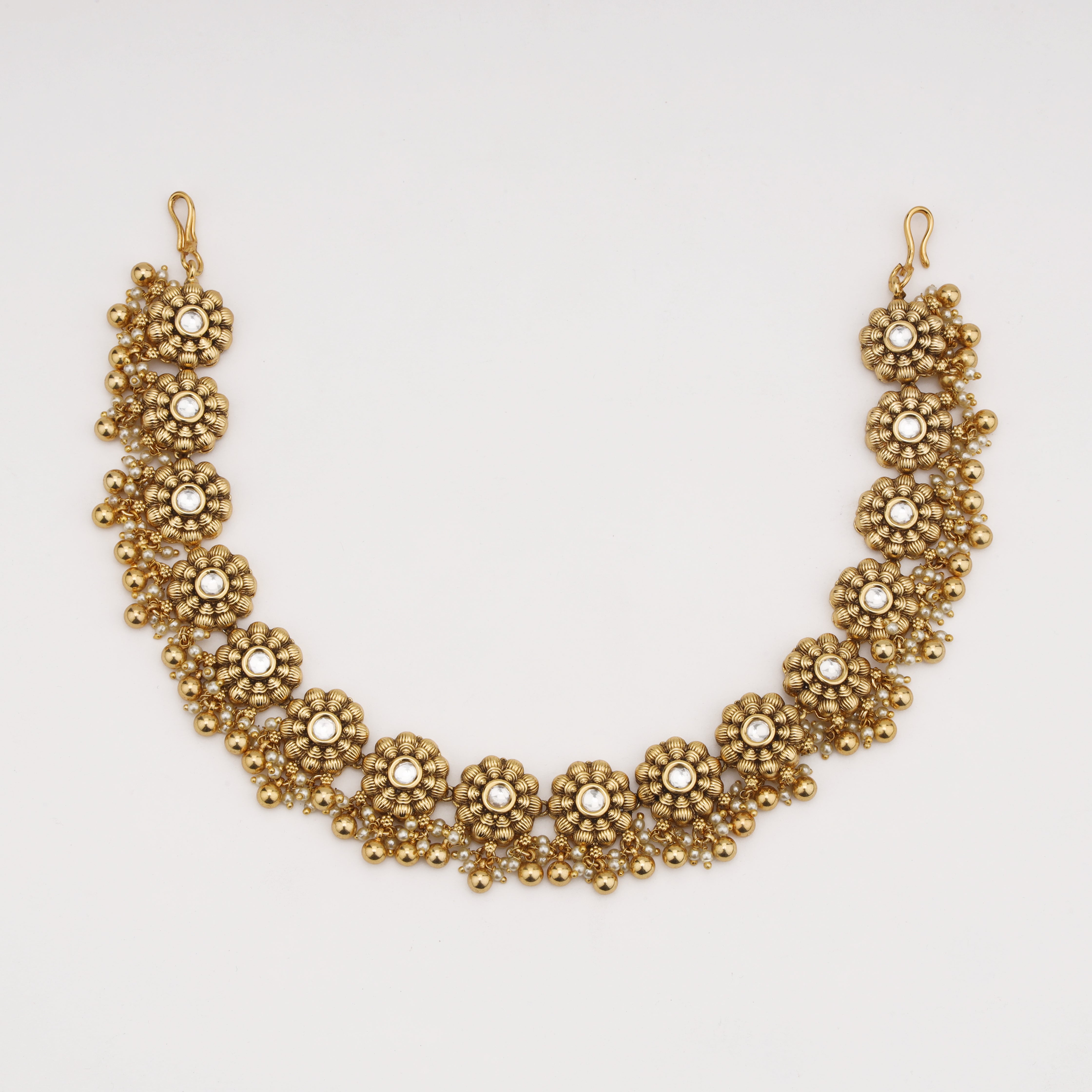 Regal Floral Antique Gold Bridal Mathapatti