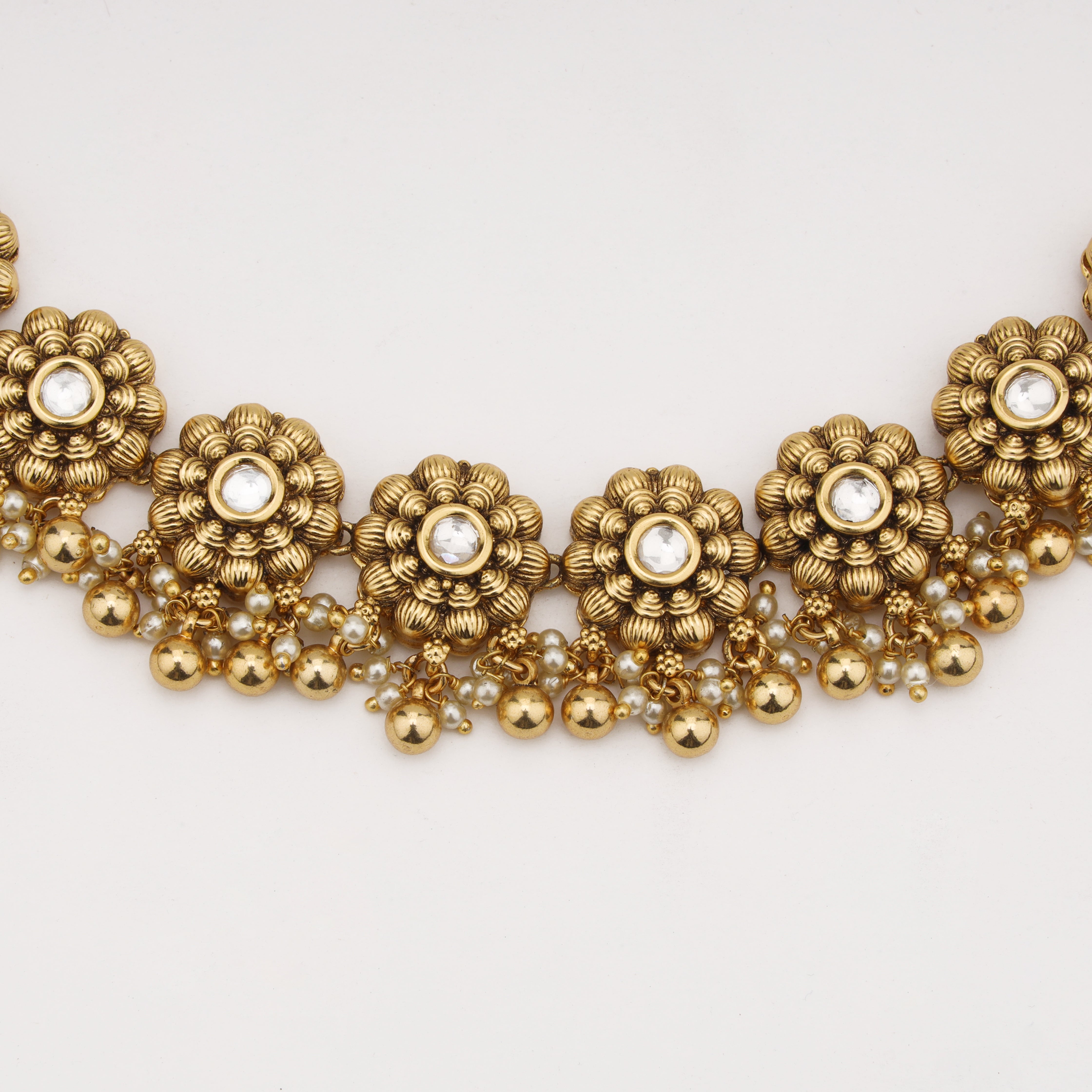 Regal Floral Antique Gold Bridal Mathapatti