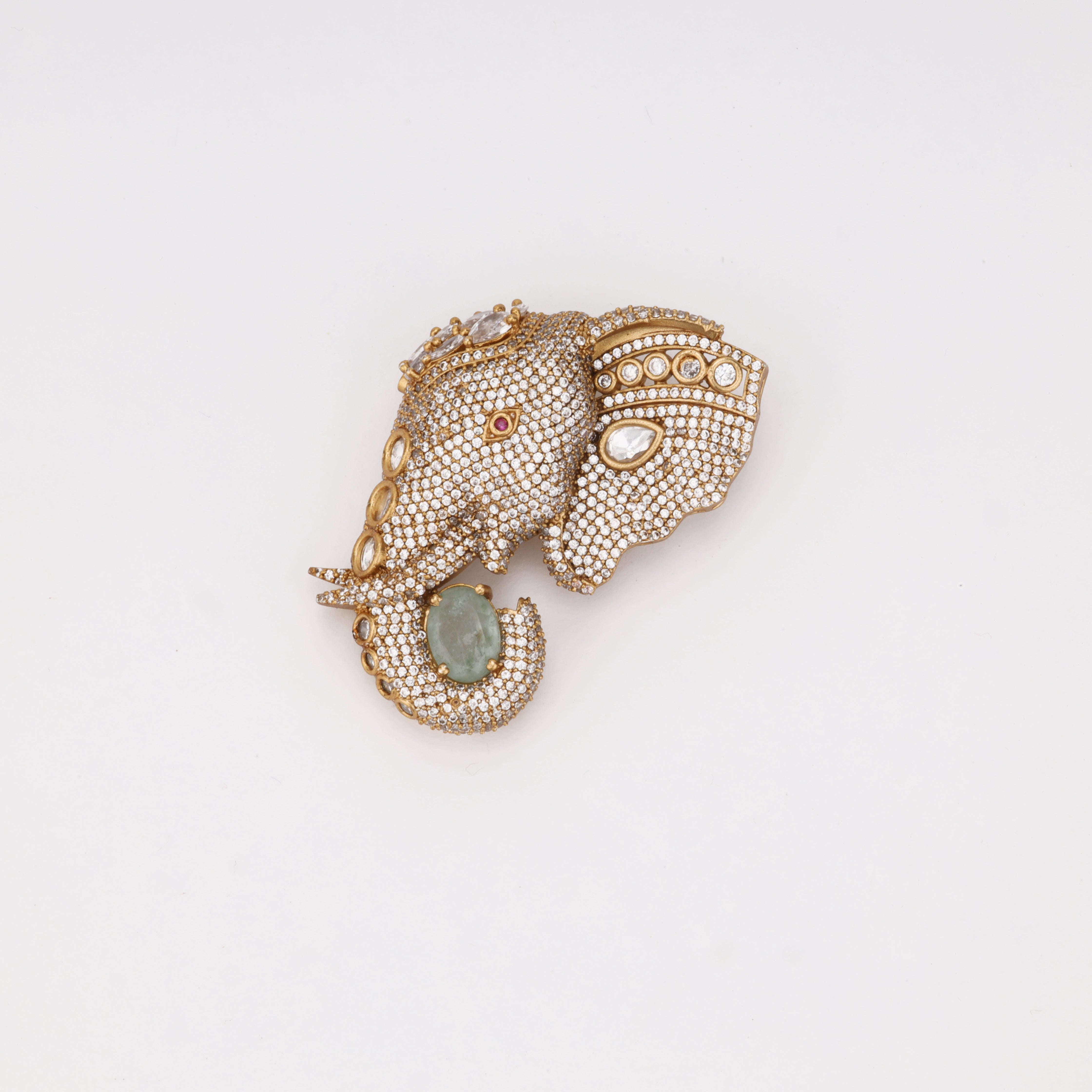 Royal Ivory Crest Elephant Crystal Designer Brooch