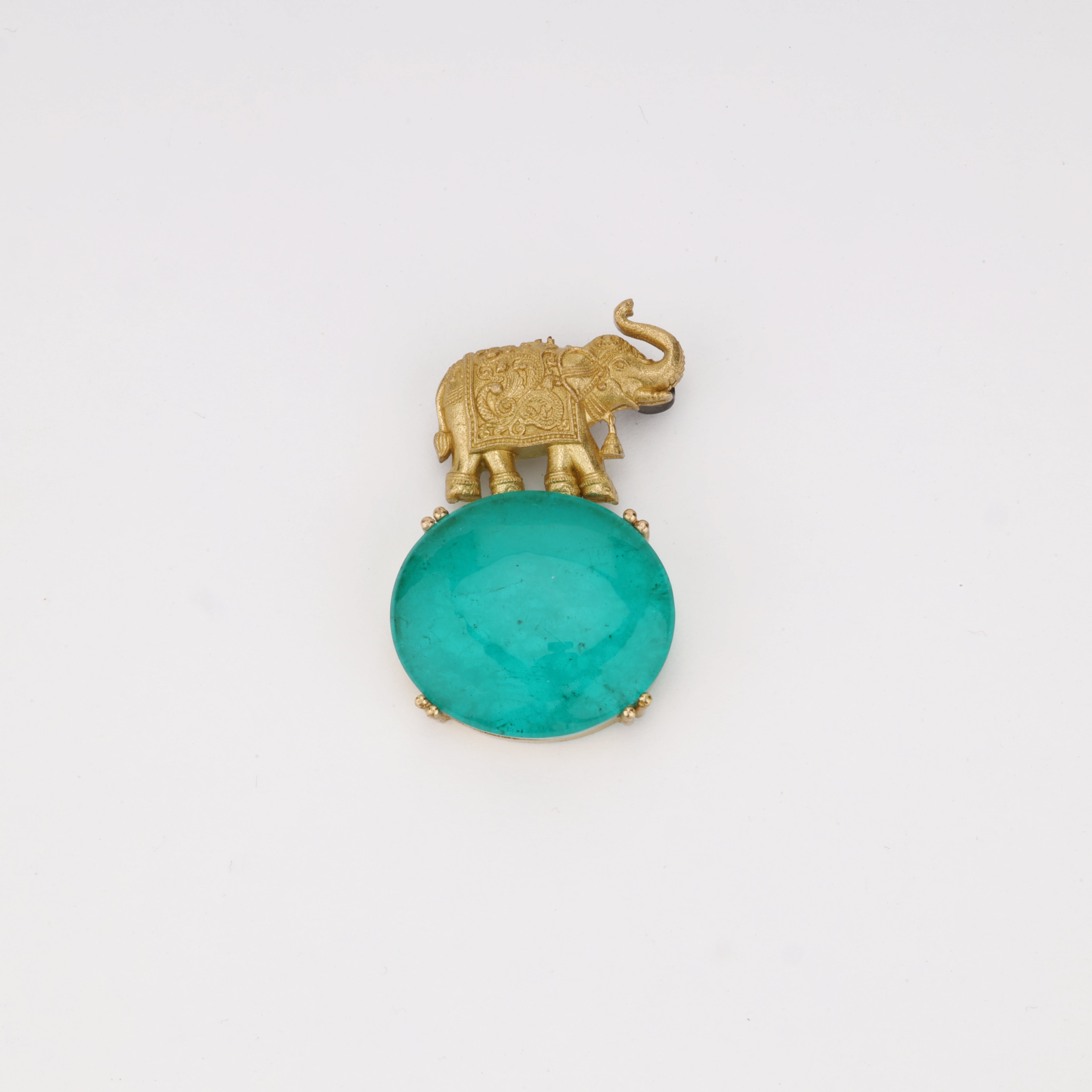 Royal Elephant Turquoise Stone Brooch Pin