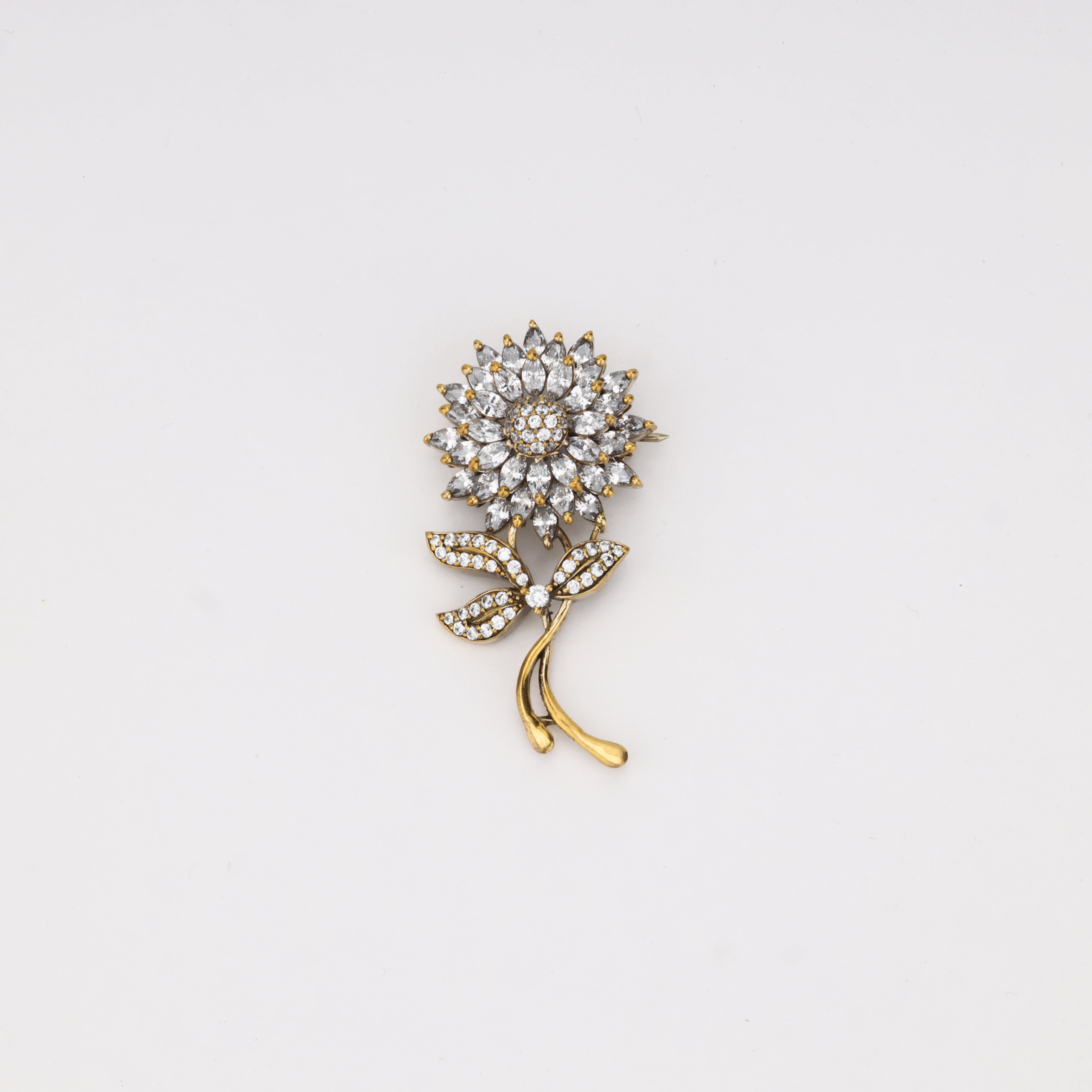 Elegant Crystal Floral Bouquet Brooch for Women & Men