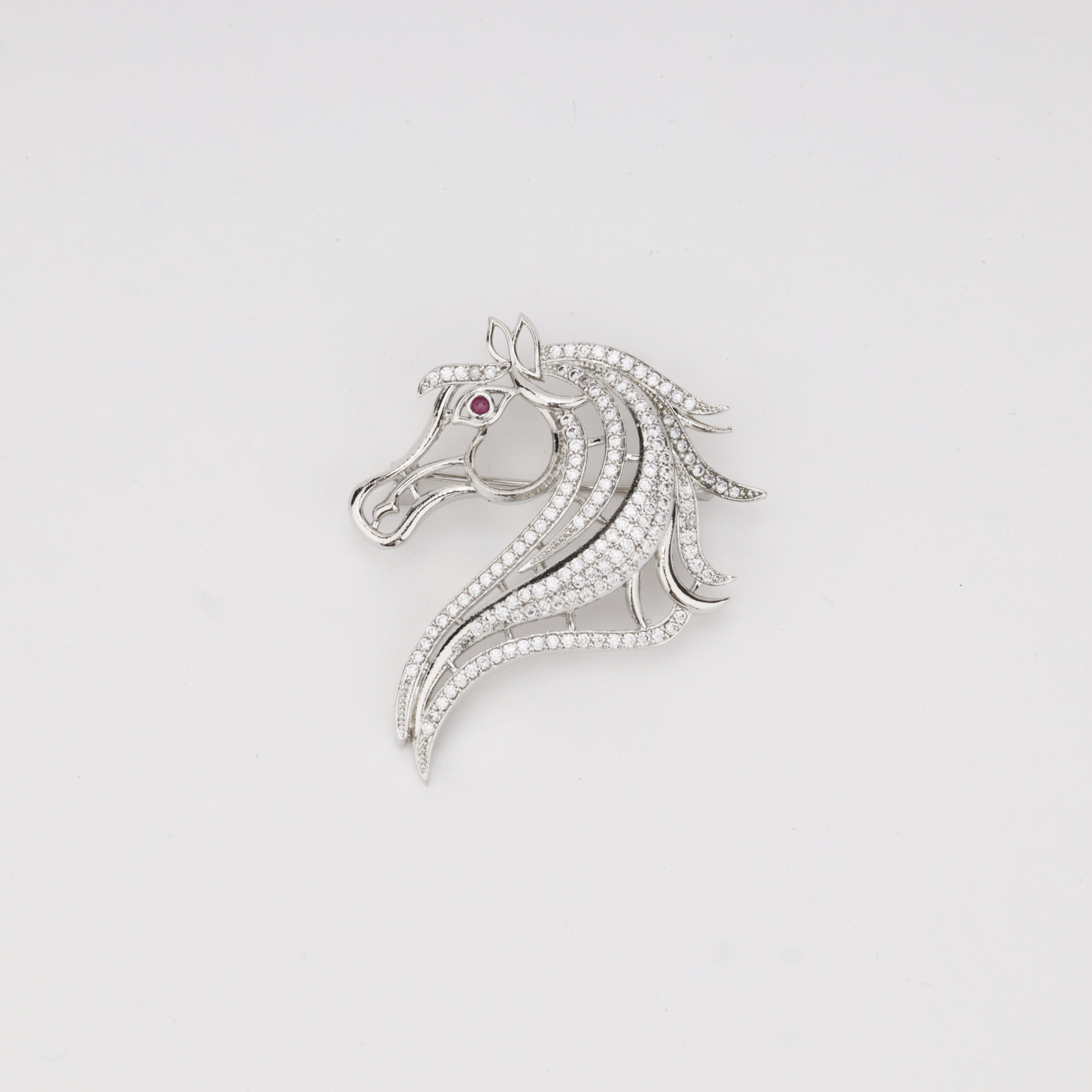 Regal Stallion Crystal Horse Brooch Pin