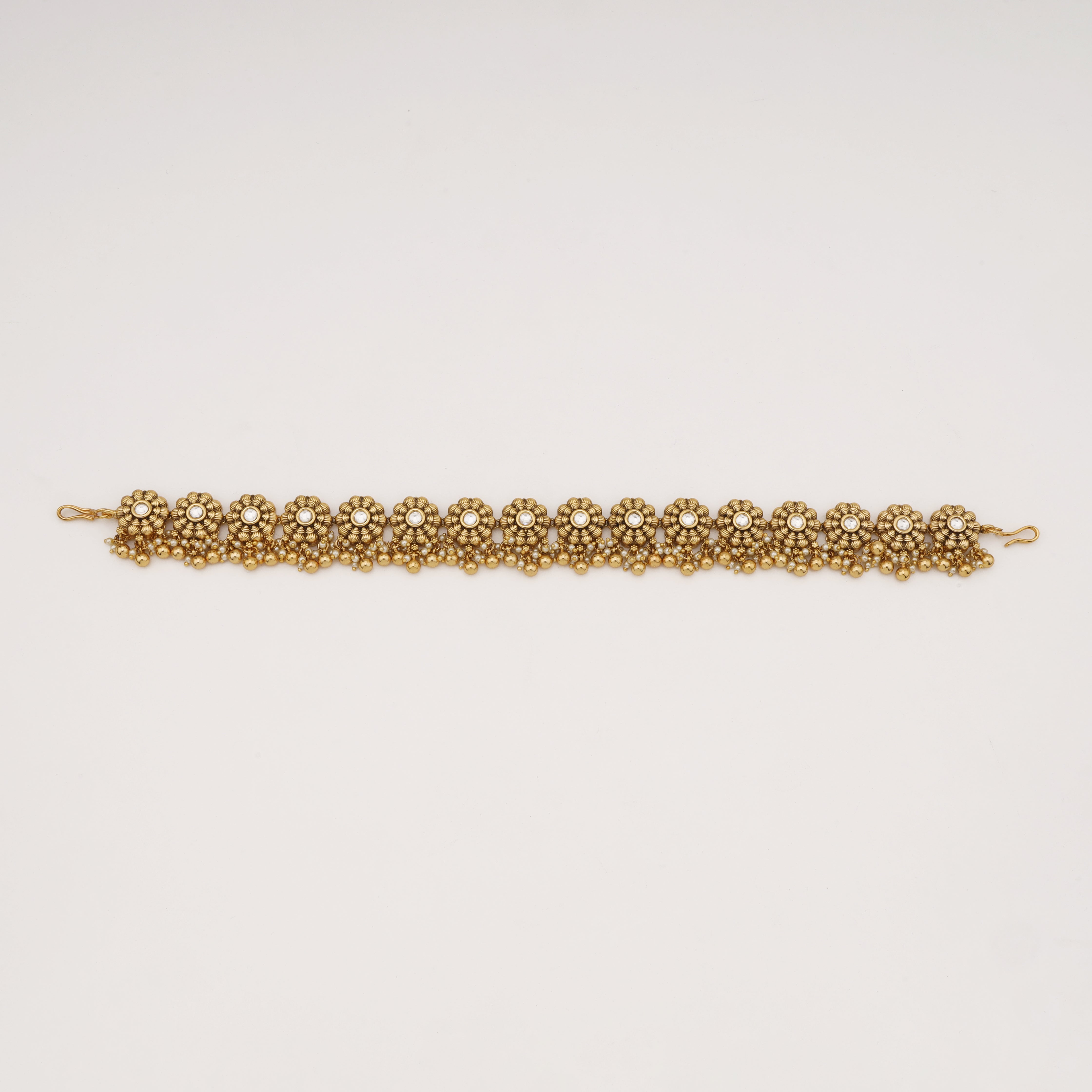 Regal Floral Antique Gold Bridal Mathapatti