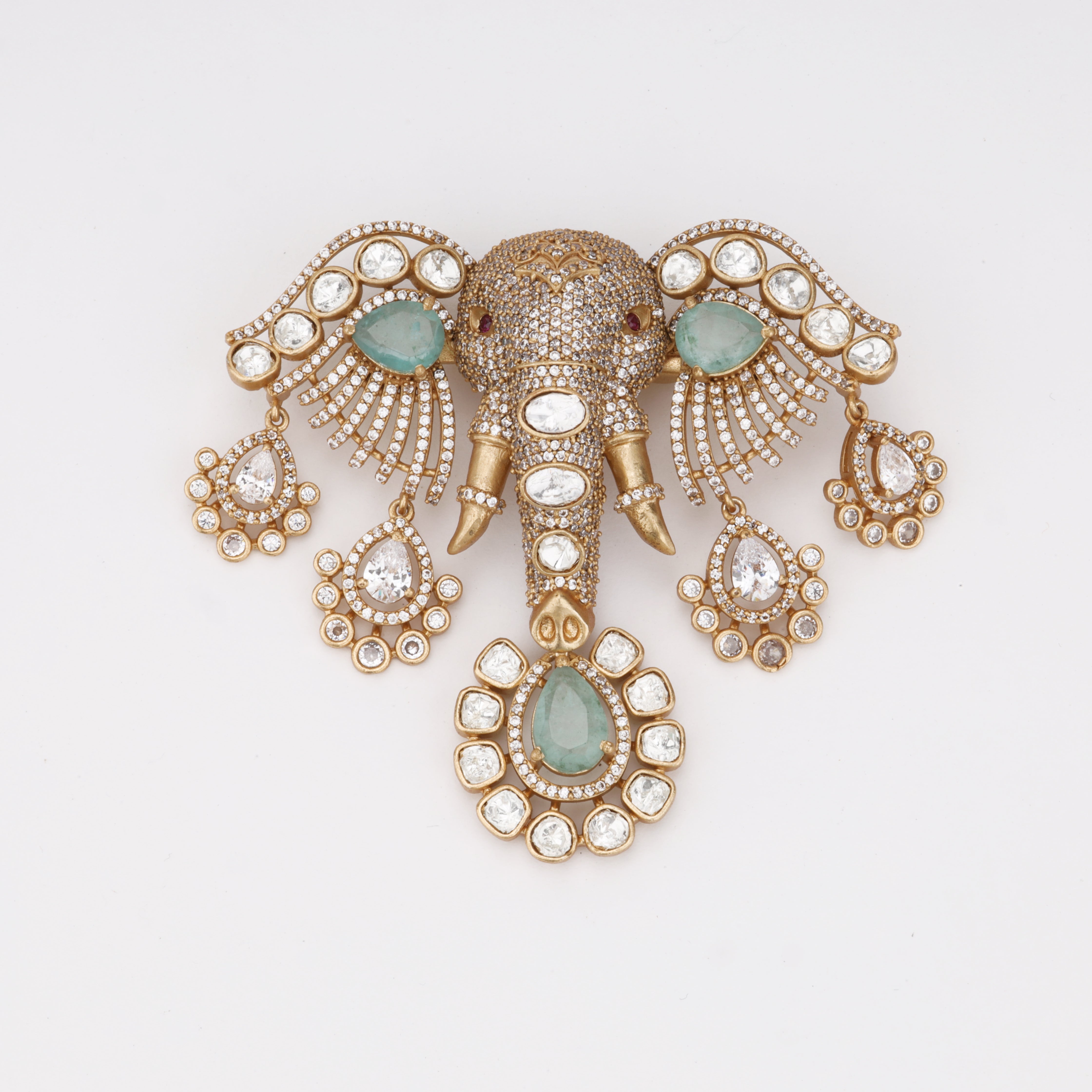 Celestial Gajraaj Majesty Crystal Statement Brooch
