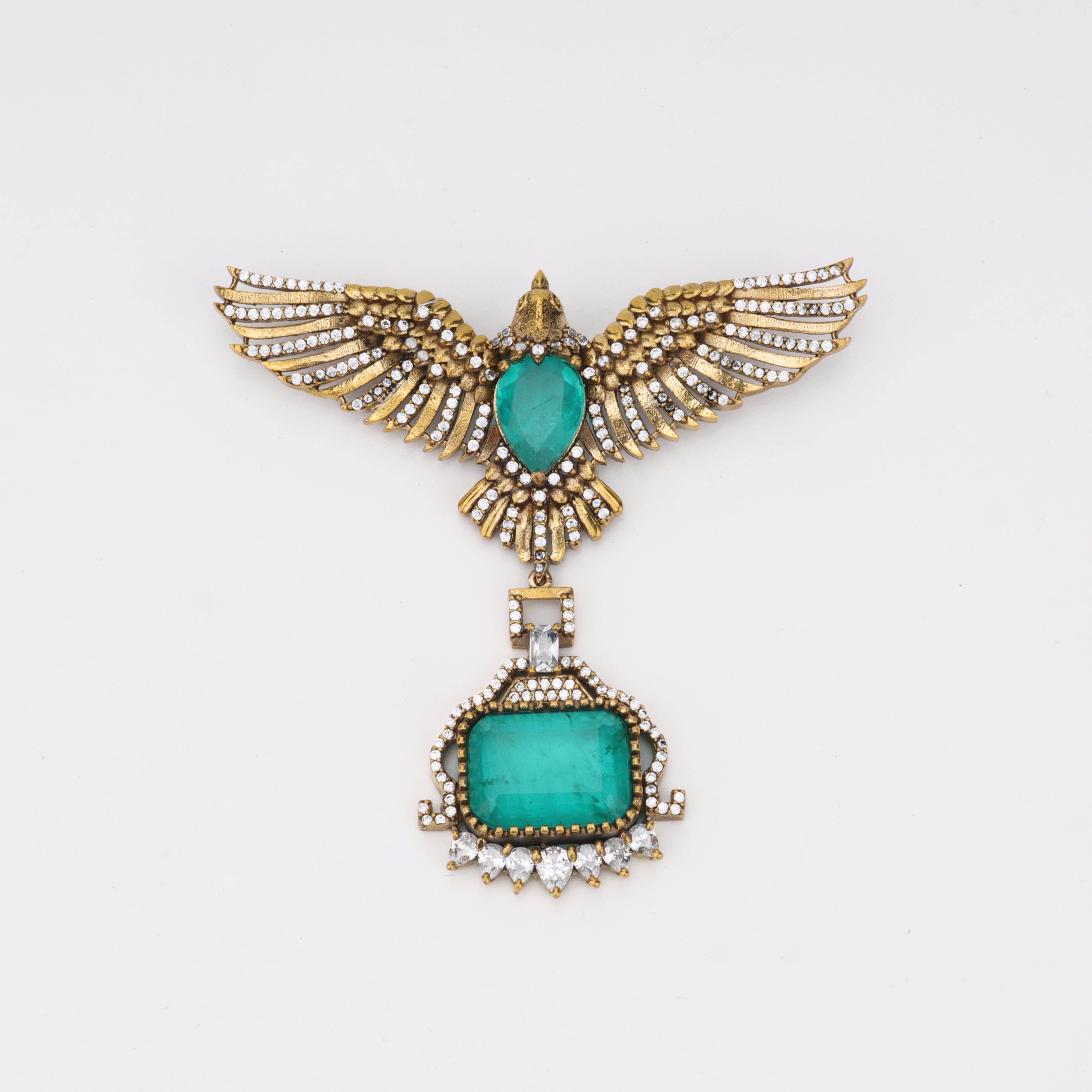 Emerald Phoenix Sovereign Crystal Statement Brooch