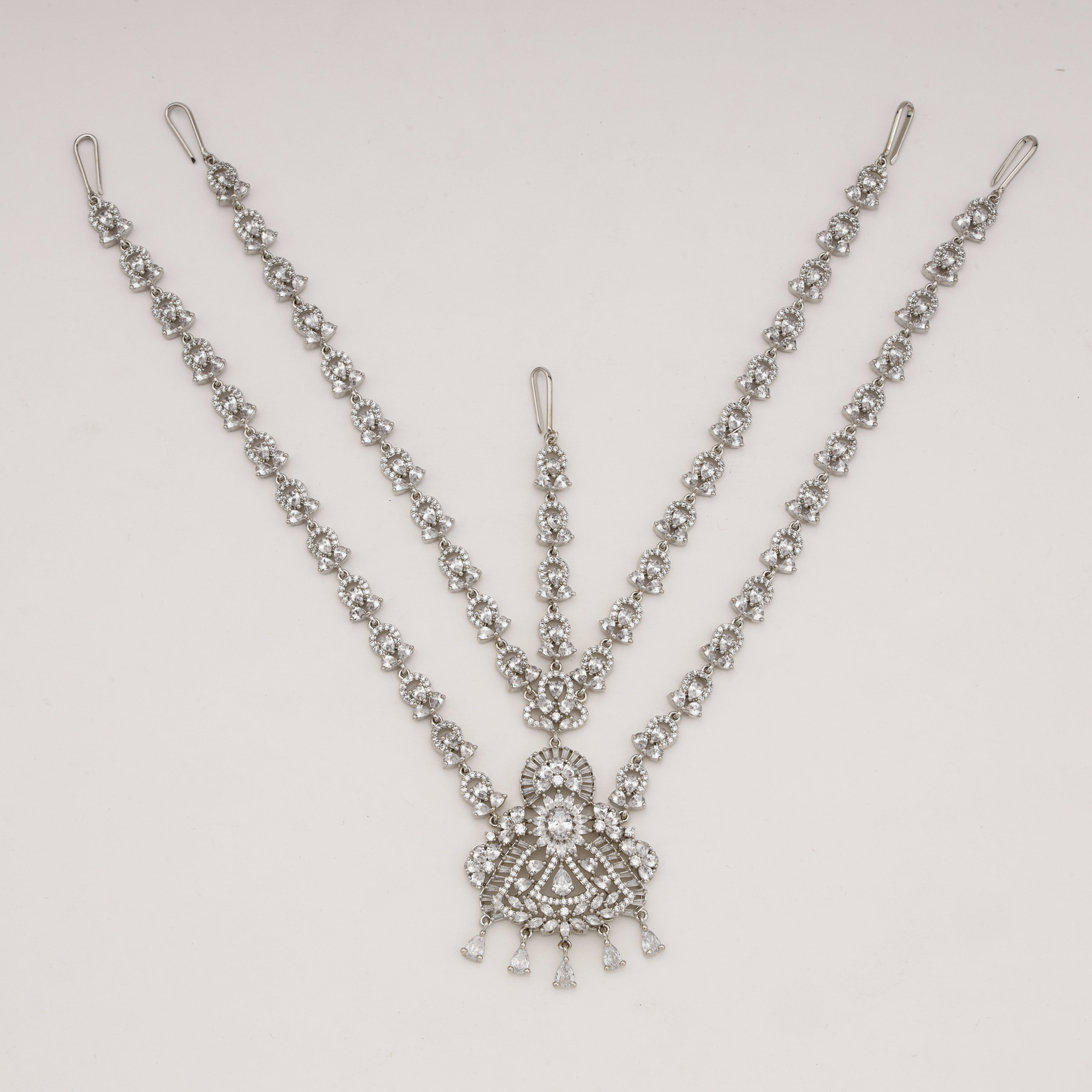 Imperial Diamond Bridal Triple Chain Mathapatti for Women