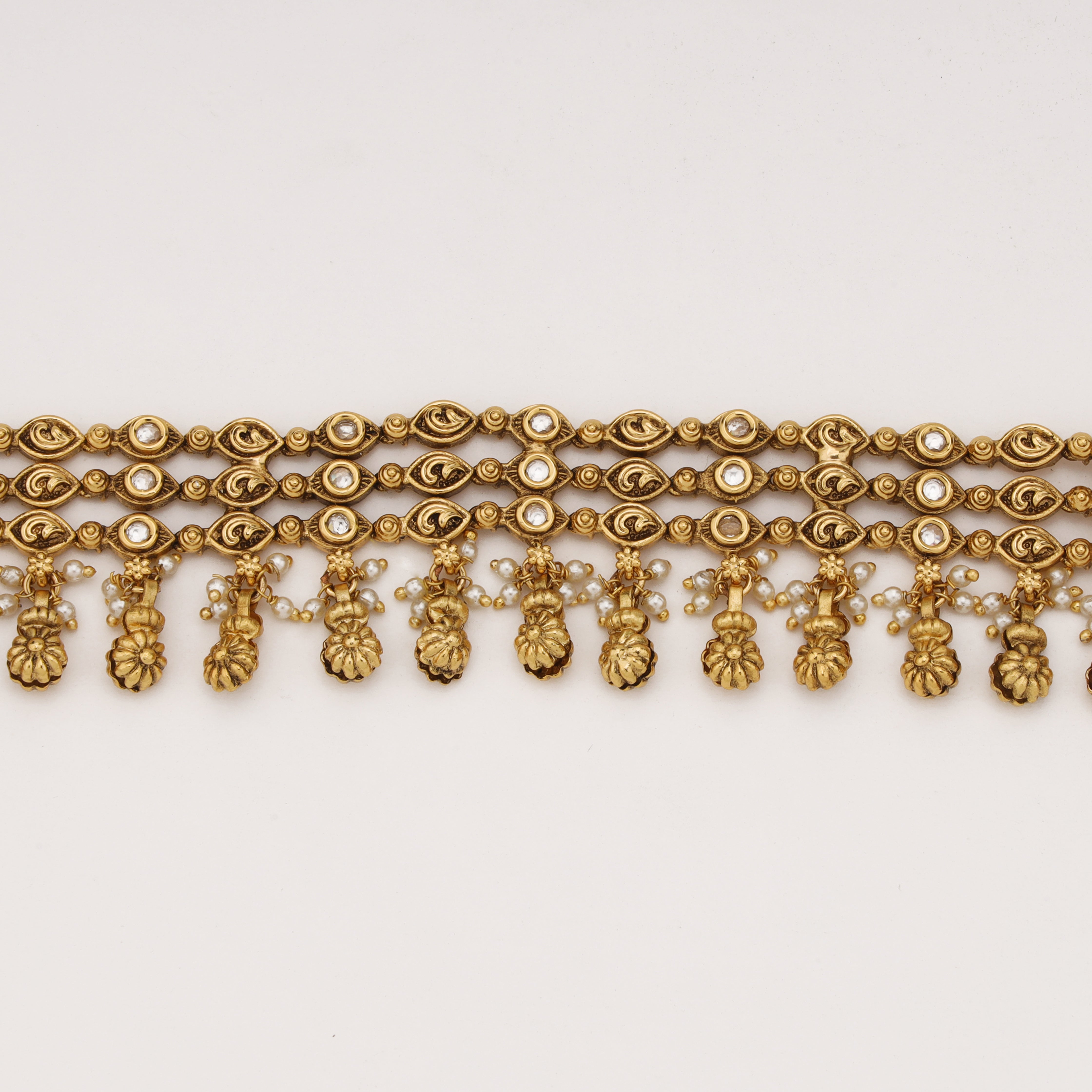 Antique Gold Triple Layer Bridal Mathapatti