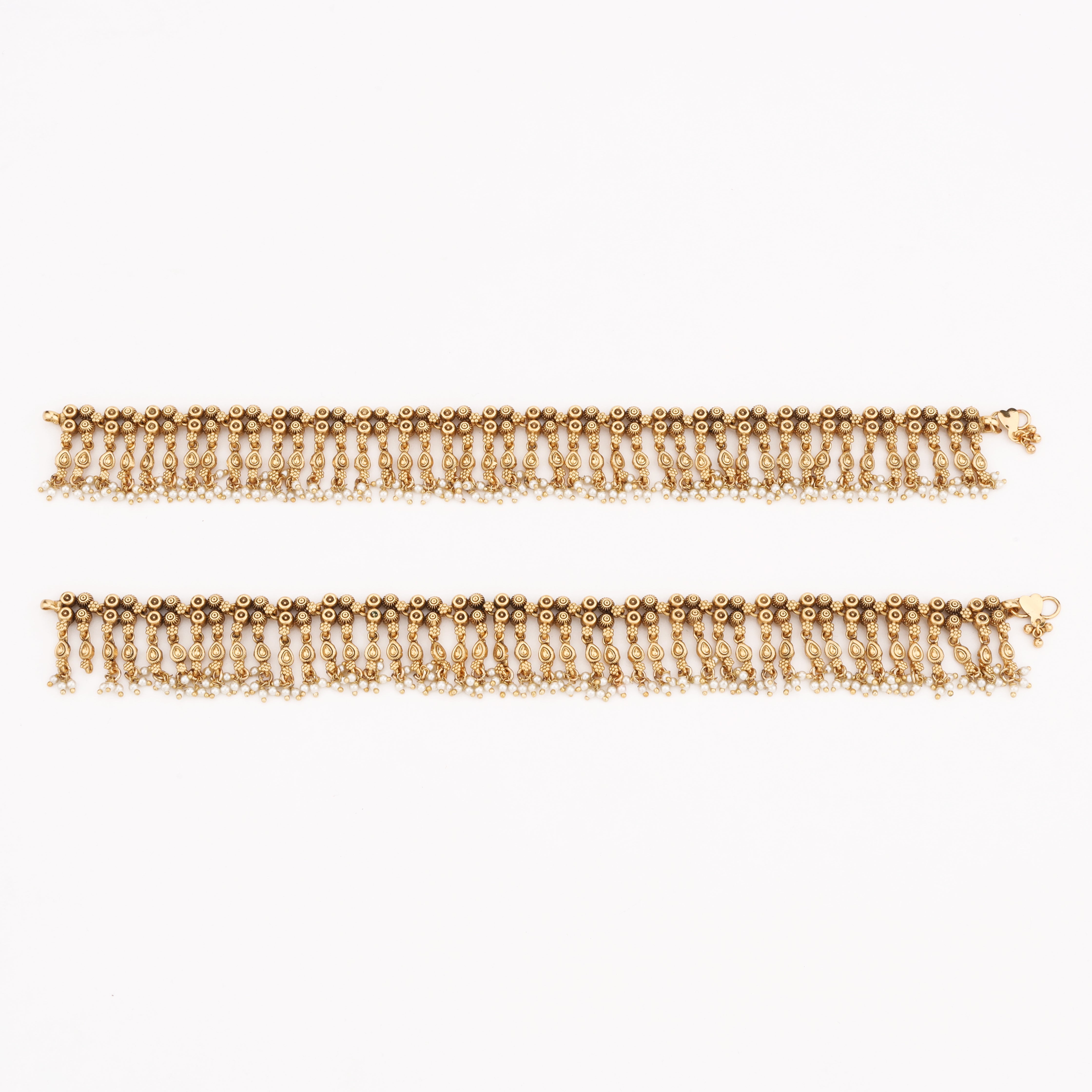 Royal Pearl Dangler Payal with antique detailing and pearl accents by US Catalog