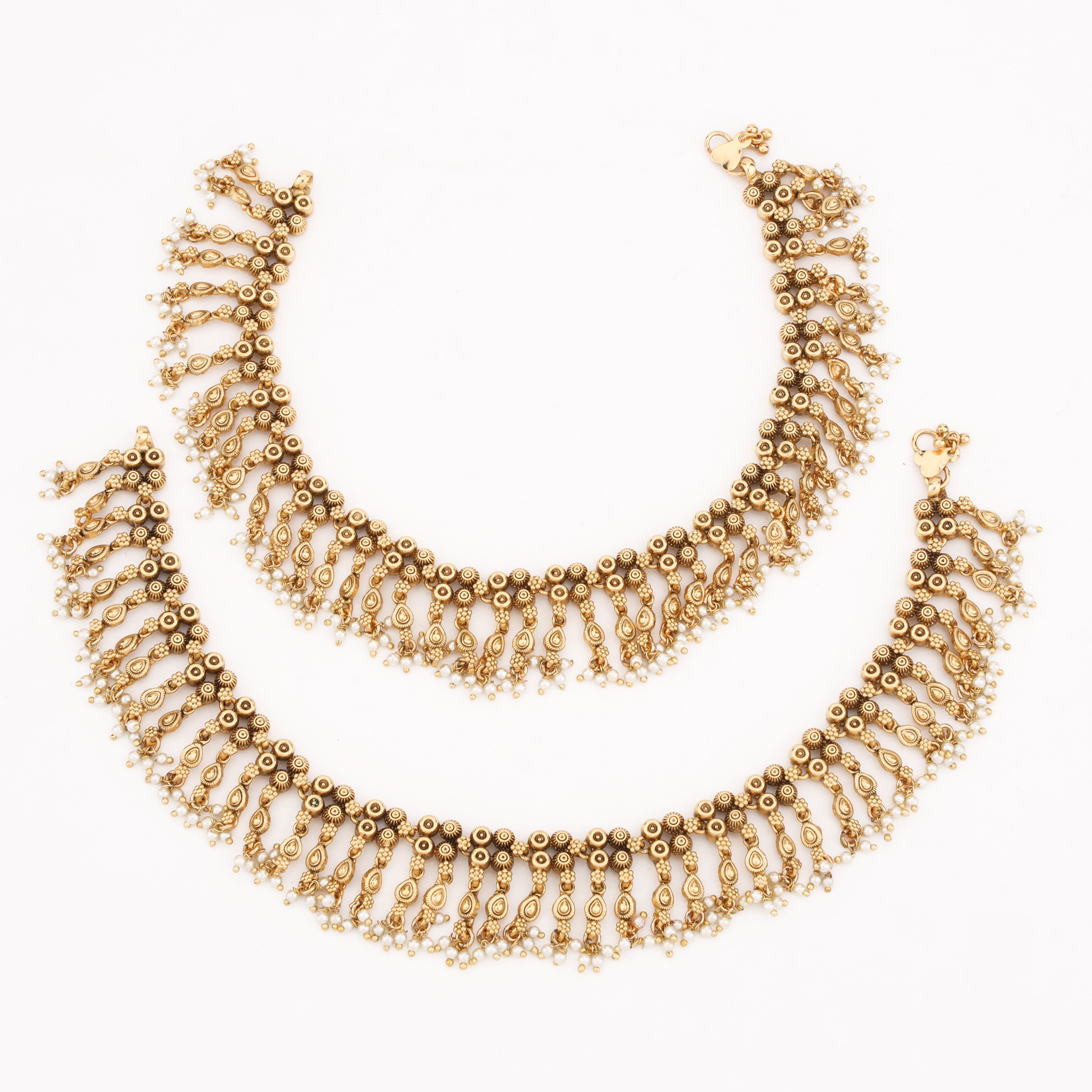 Royal Pearl Dangler Payal with antique detailing and pearl accents by US Catalog