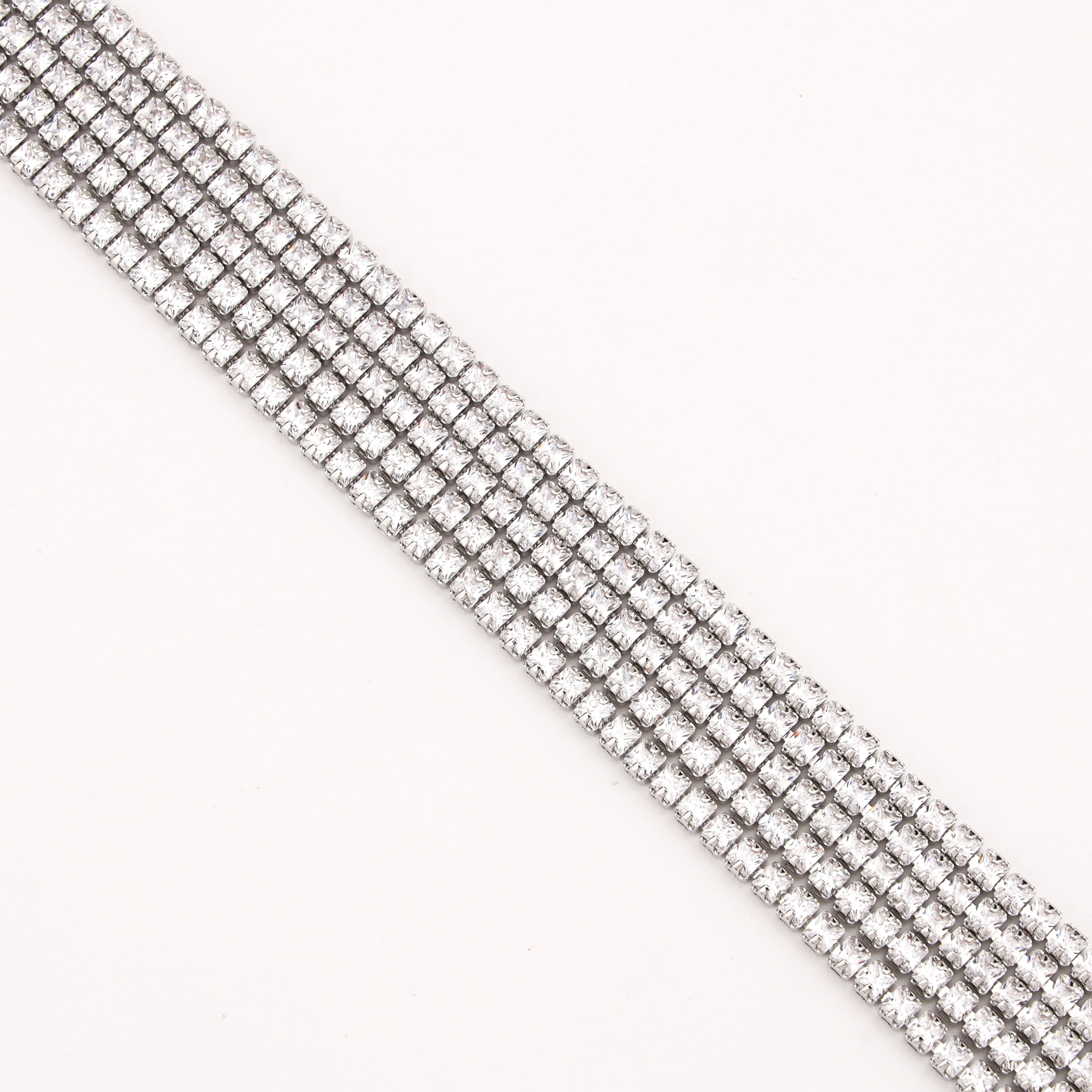 Silver-tone Multi-Row Crystal Tennis Bracelet