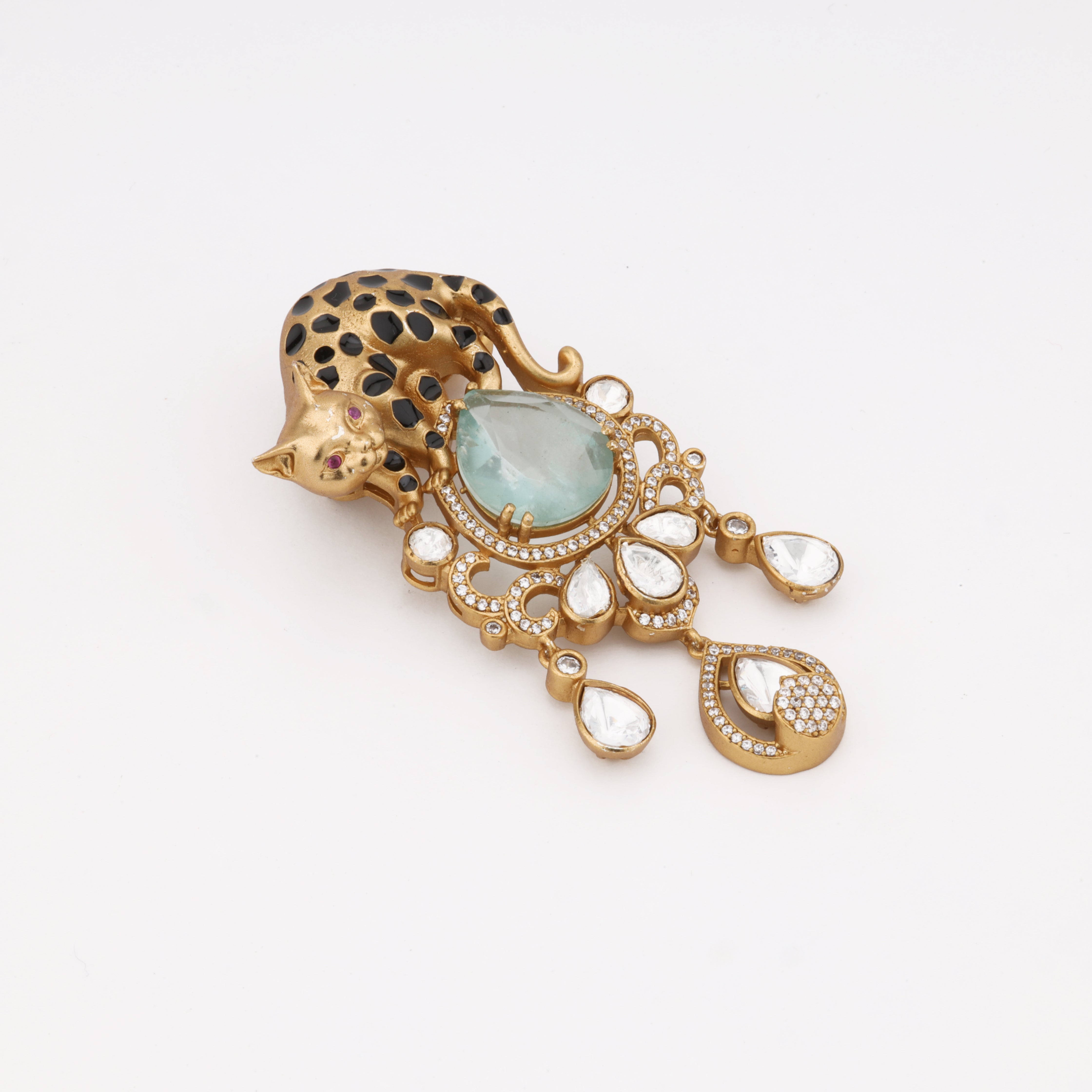 Mystic Leopard Royale Crystal Statement Brooch | Antique Gold Finish