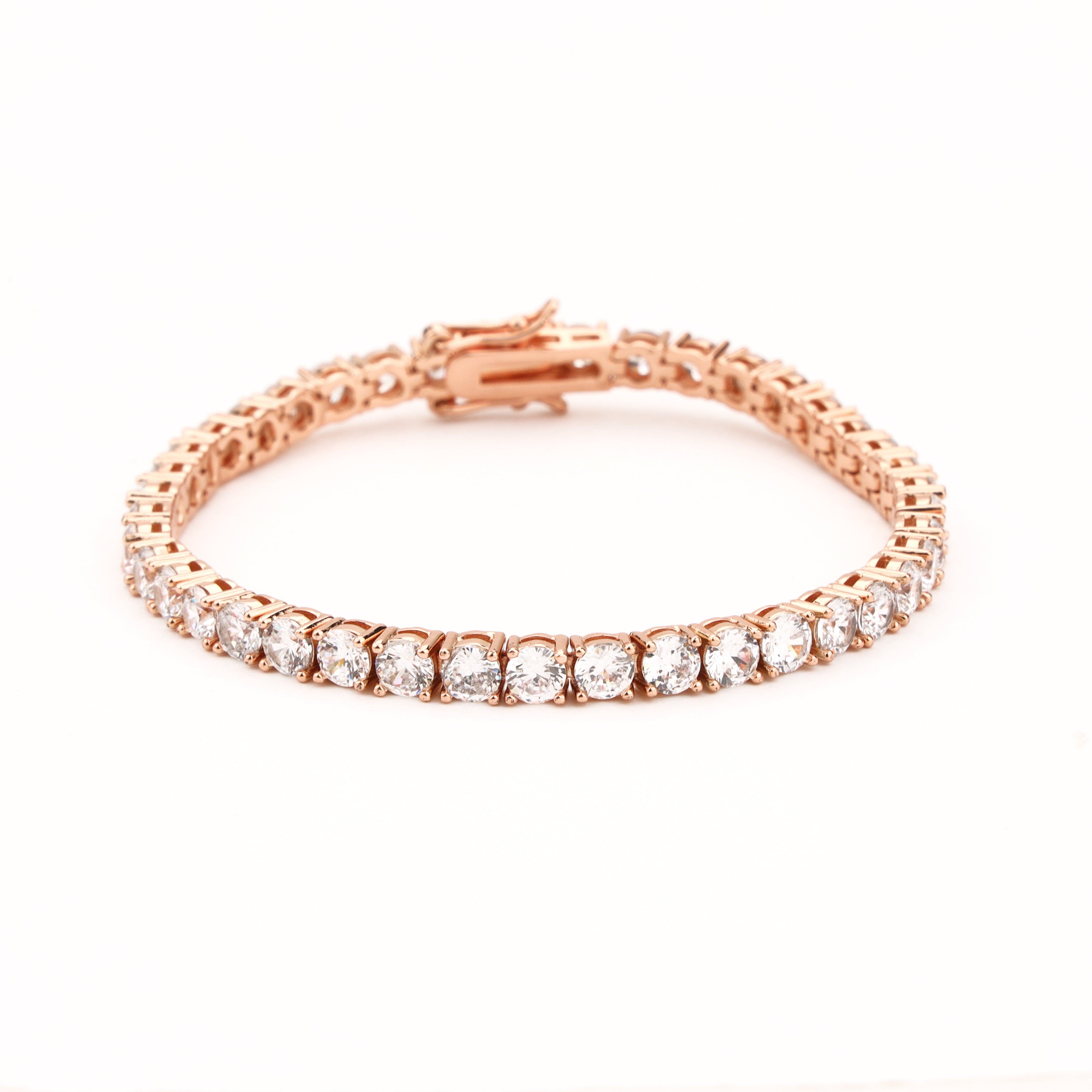 Celestine rose-gold-tone tennis bracelet with a continuous row of round clear crystal stones