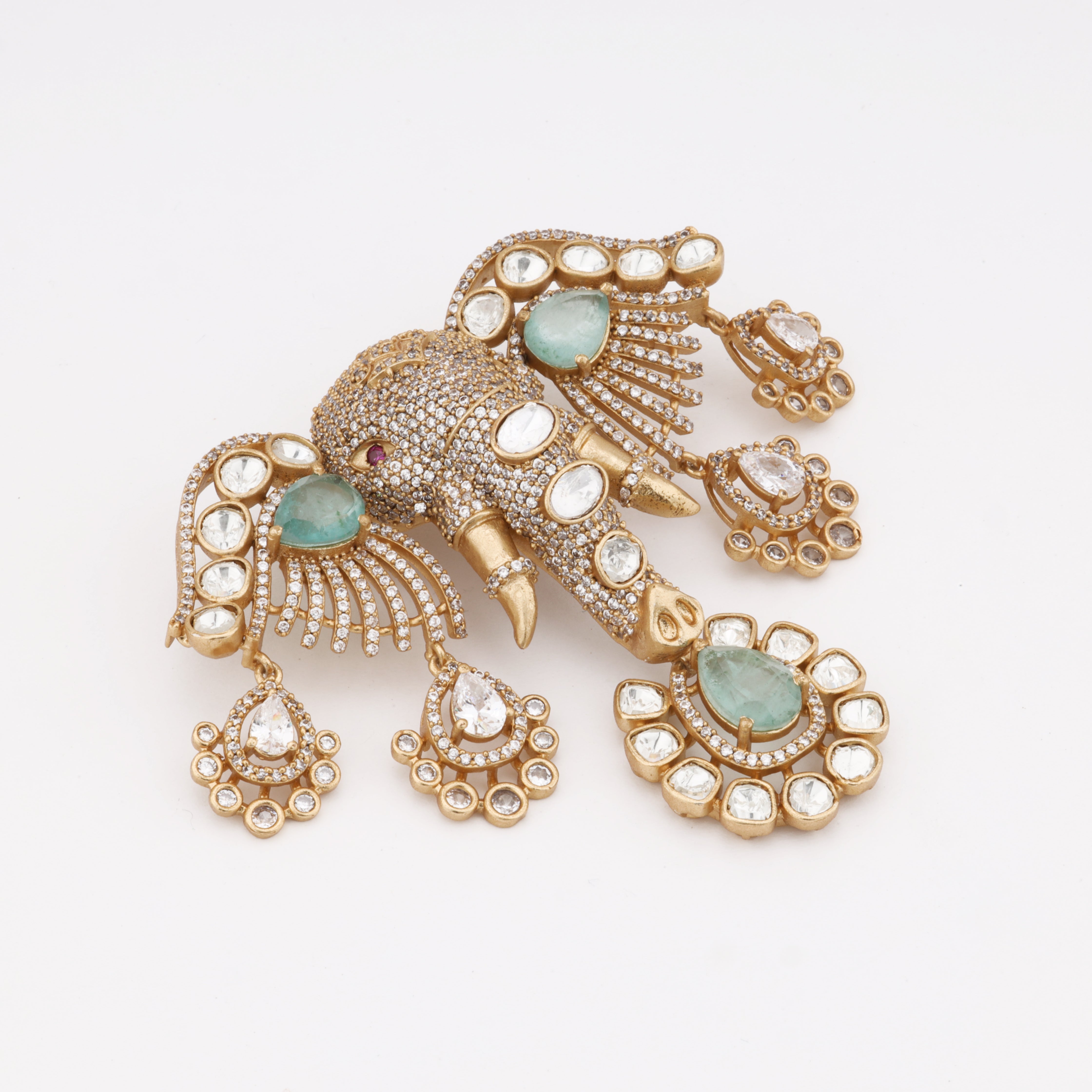Celestial Gajraaj Majesty Crystal Statement Brooch