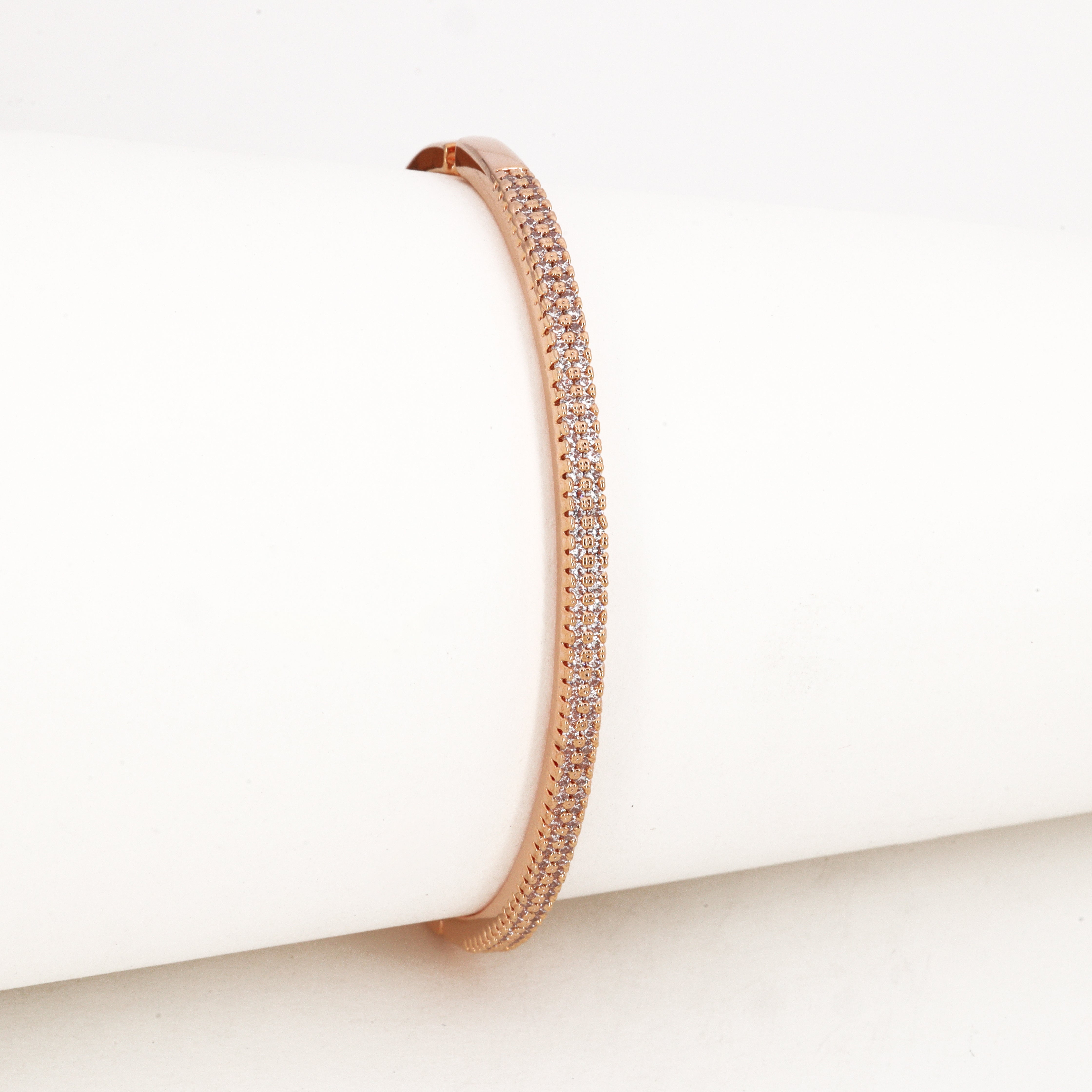 White Stone Swarovski Gold Tone Bangle Bracelet