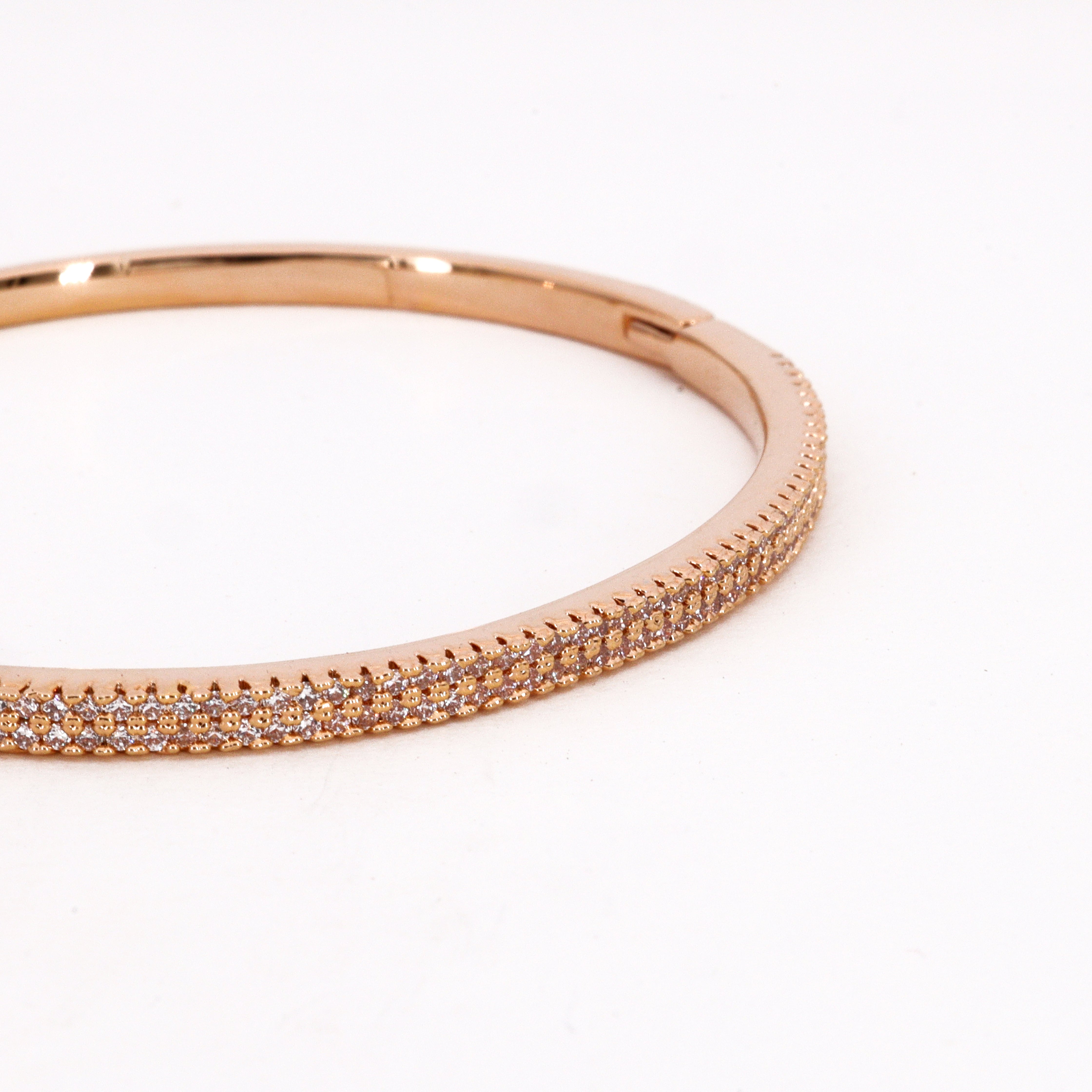White Stone Swarovski Gold Tone Bangle Bracelet