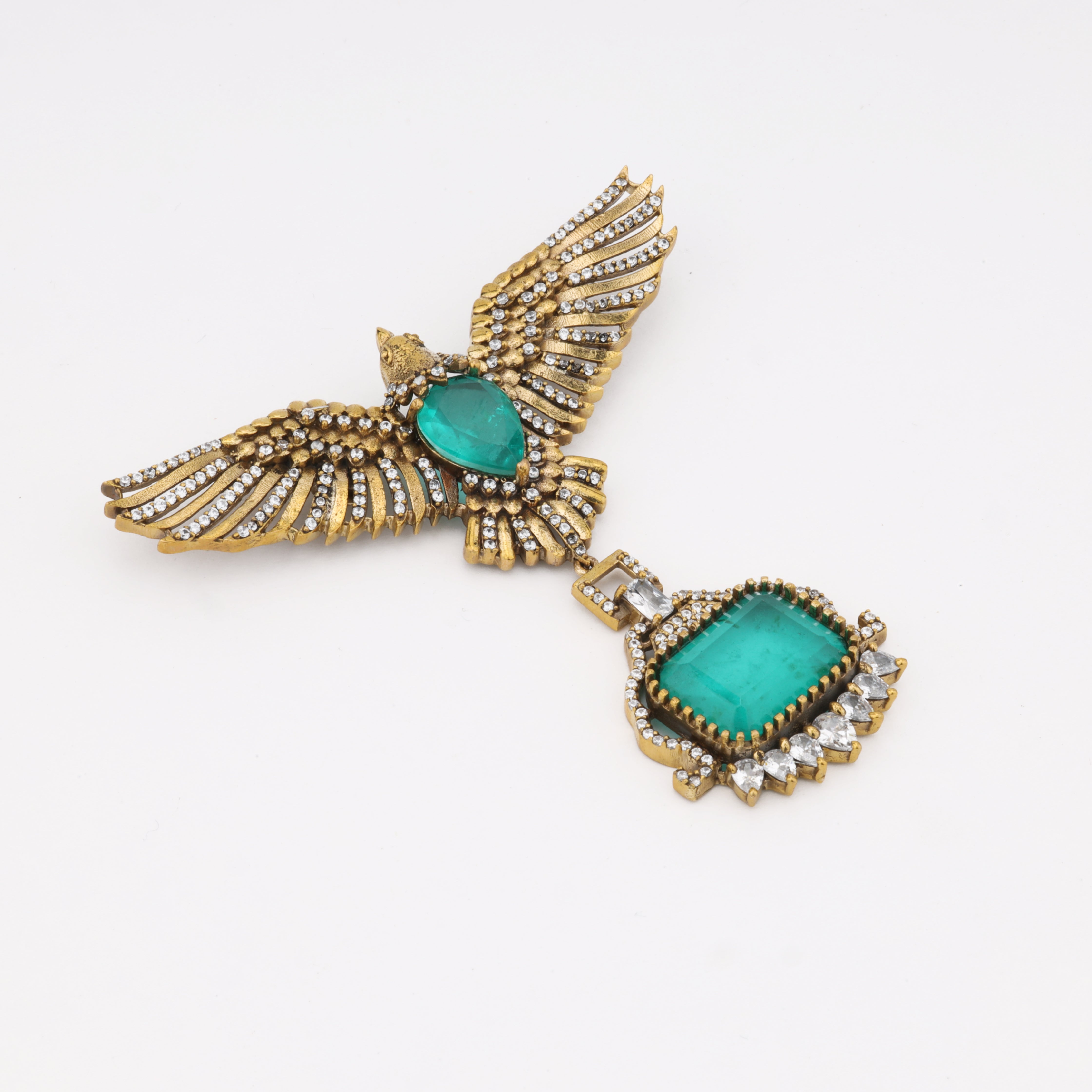 Emerald Phoenix Sovereign Crystal Statement Brooch