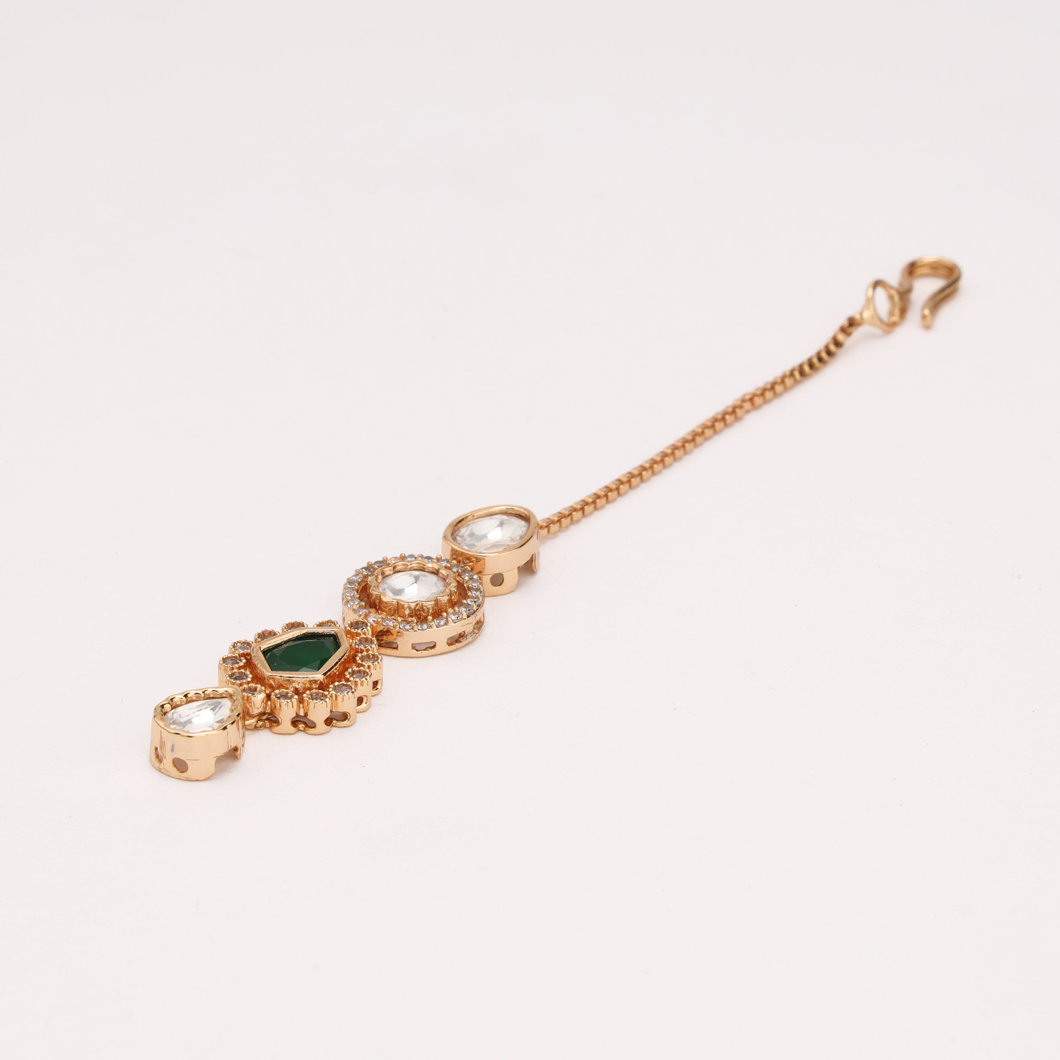 Diamond Polki Drop Maang Tika For Women