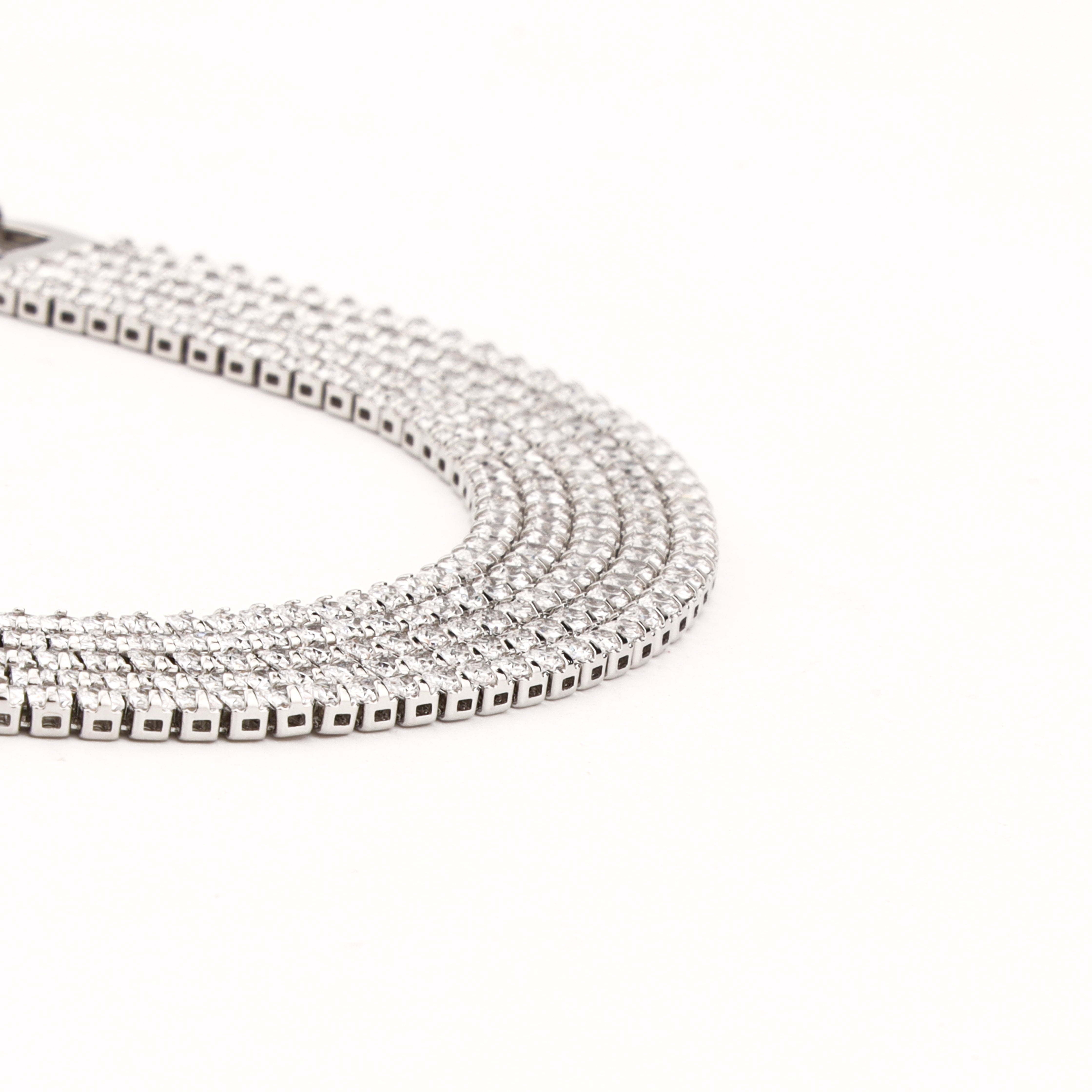 Silver-tone Multi-Row Crystal Tennis Bracelet