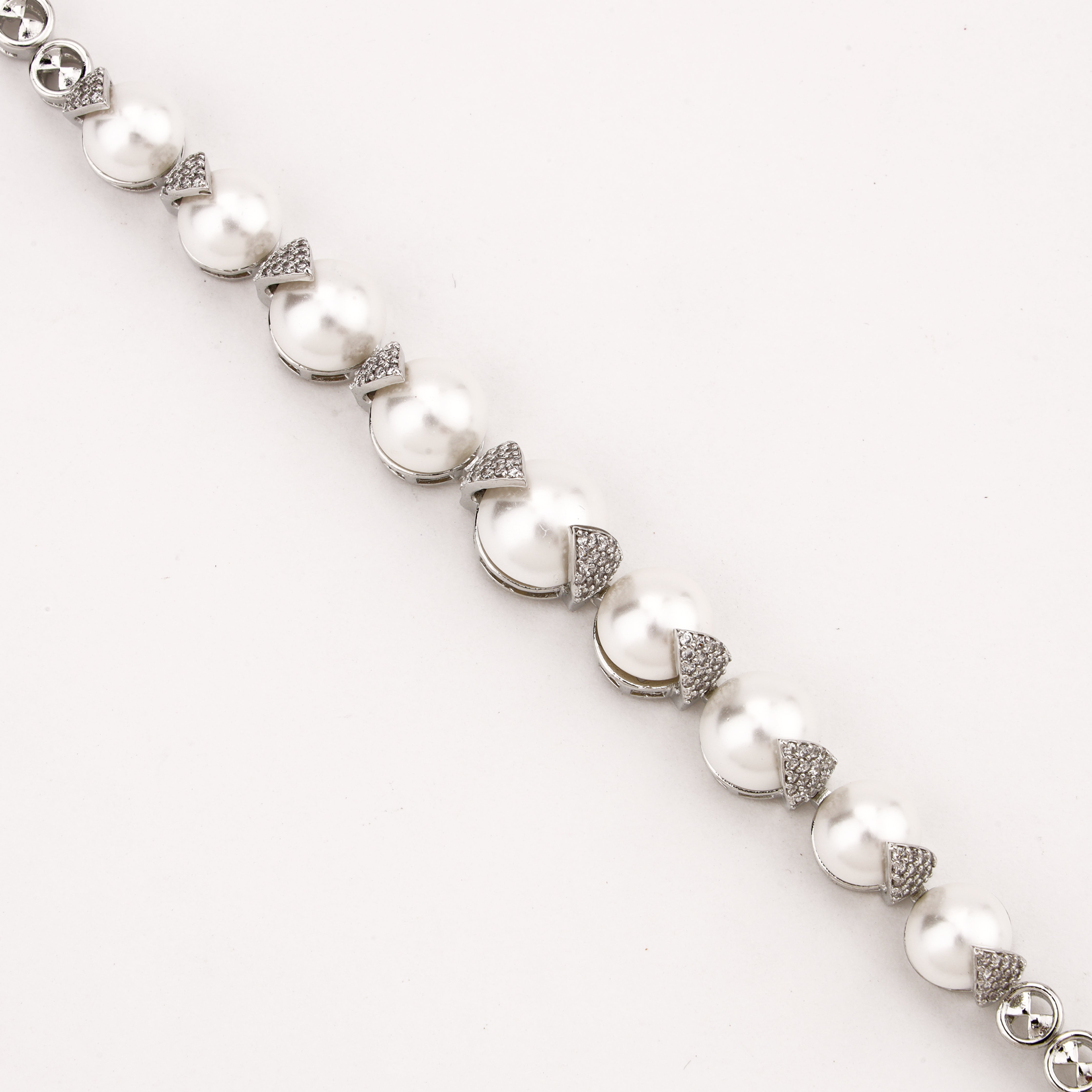 Pearl Crystal Link Tennis Bracelet