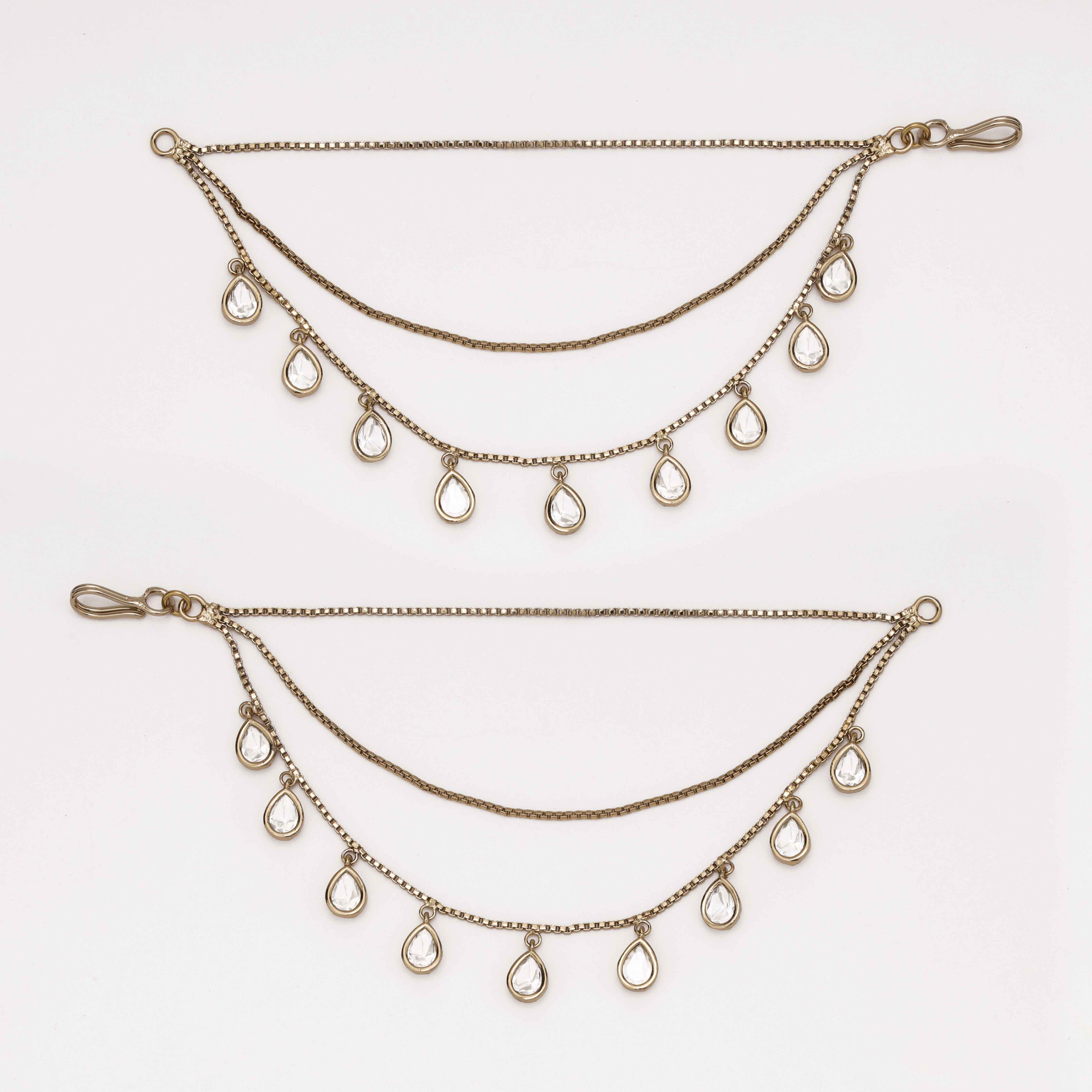 Crystal Teardrop Layered Ear Chain with elegant triple-layer chains by US Catalog