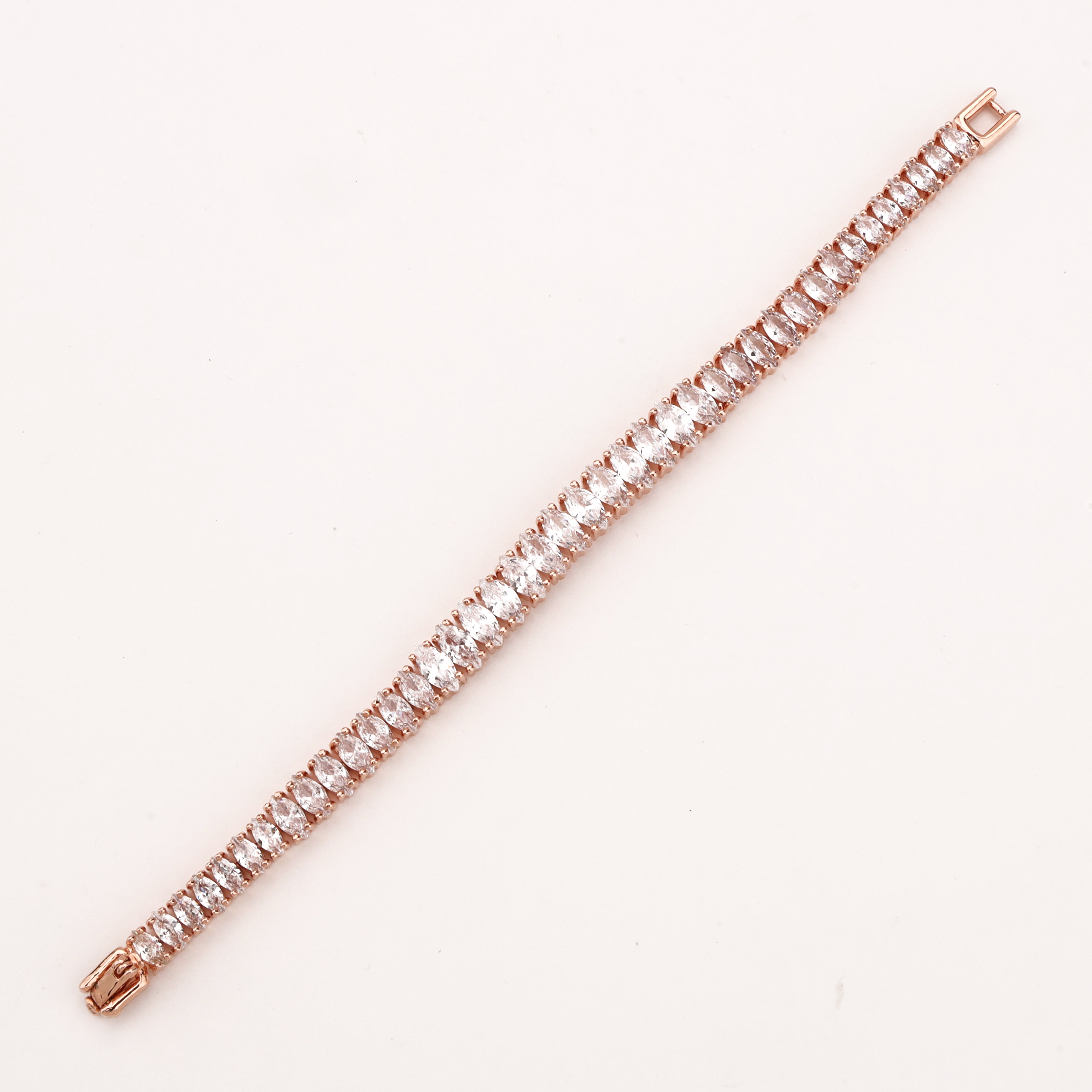 Elara Rose Gold Crystal Tennis Bracelet