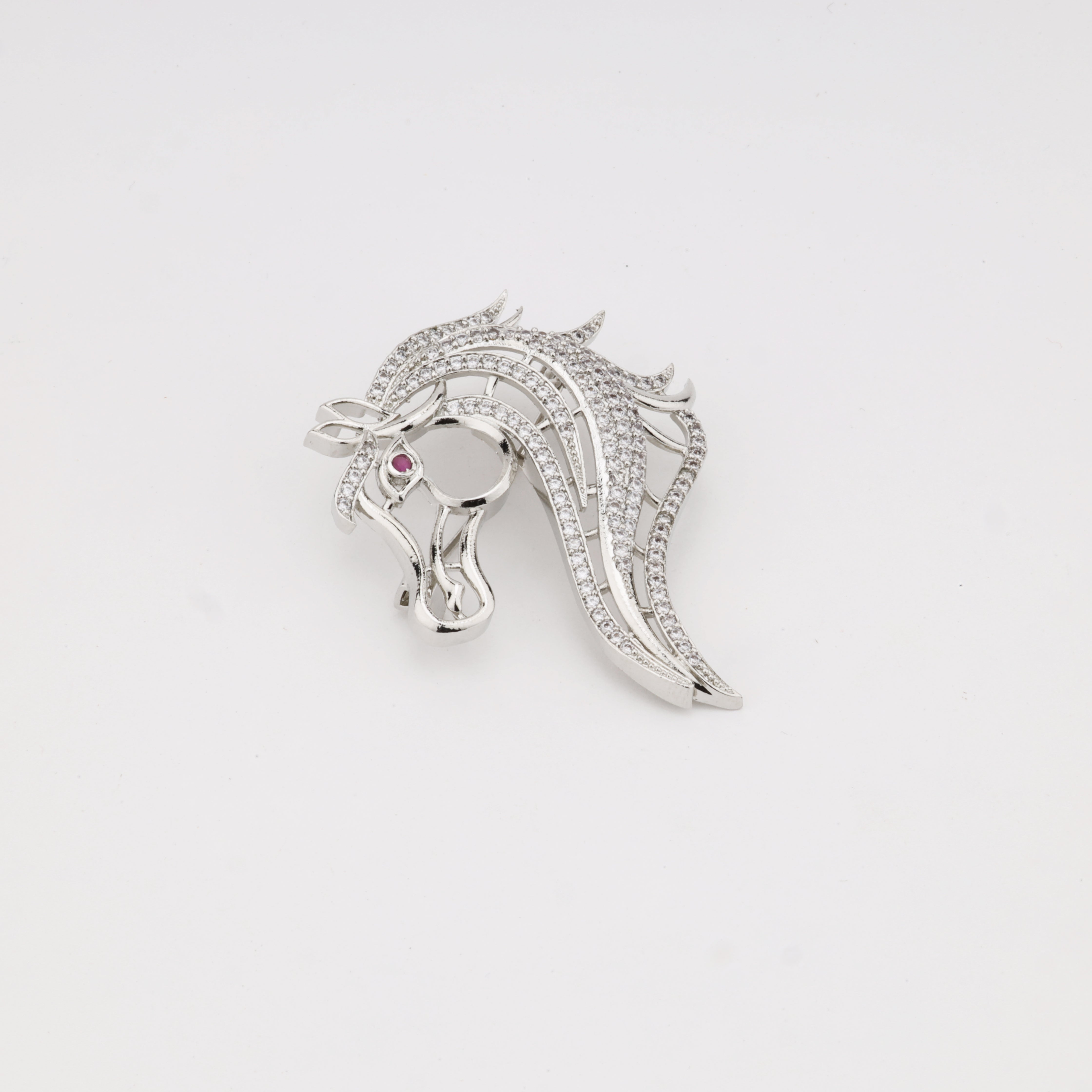 Regal Stallion Crystal Horse Brooch Pin