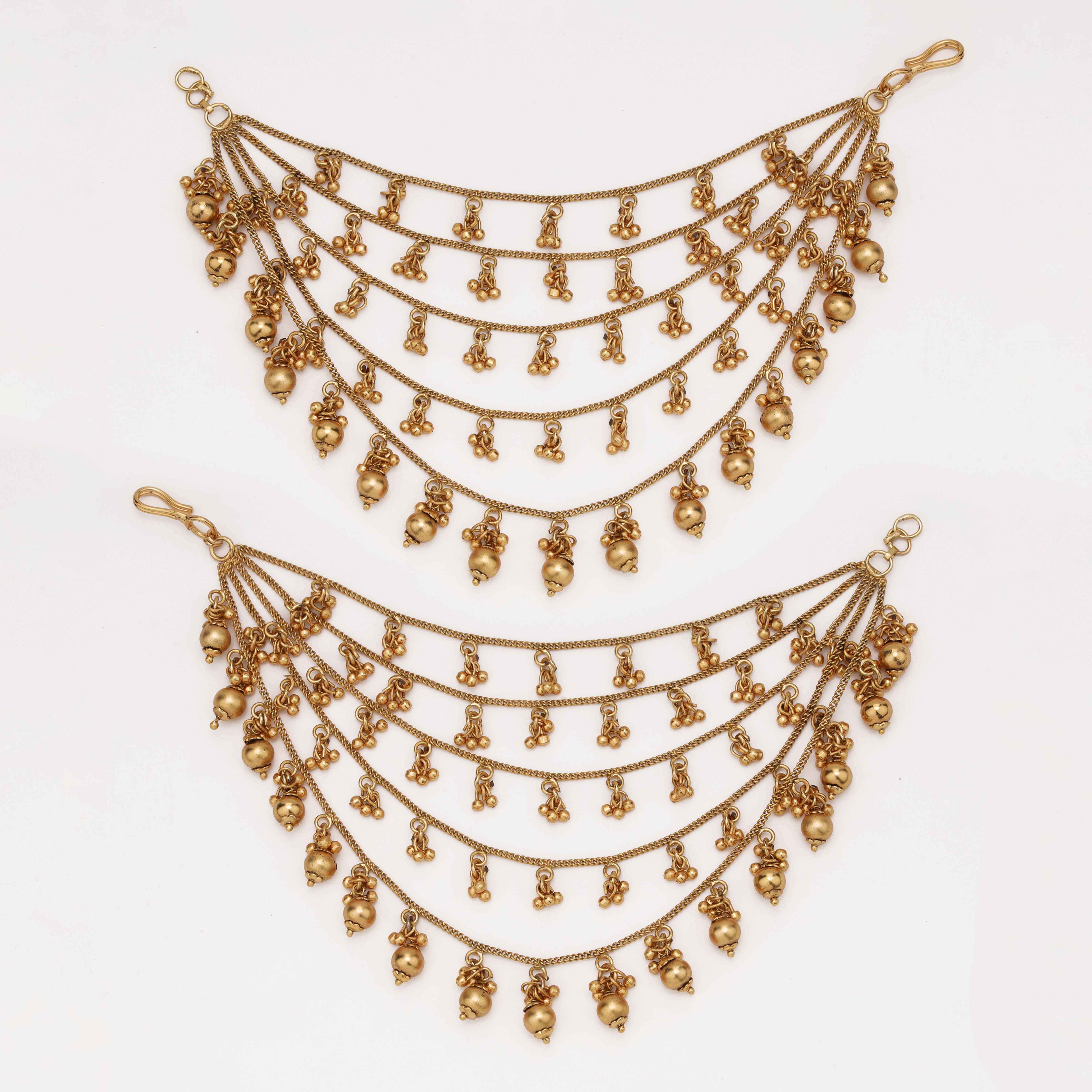 Rajwadi Ghungroo Layered Ear Chain with traditional multi-layer chain design by US Catalog