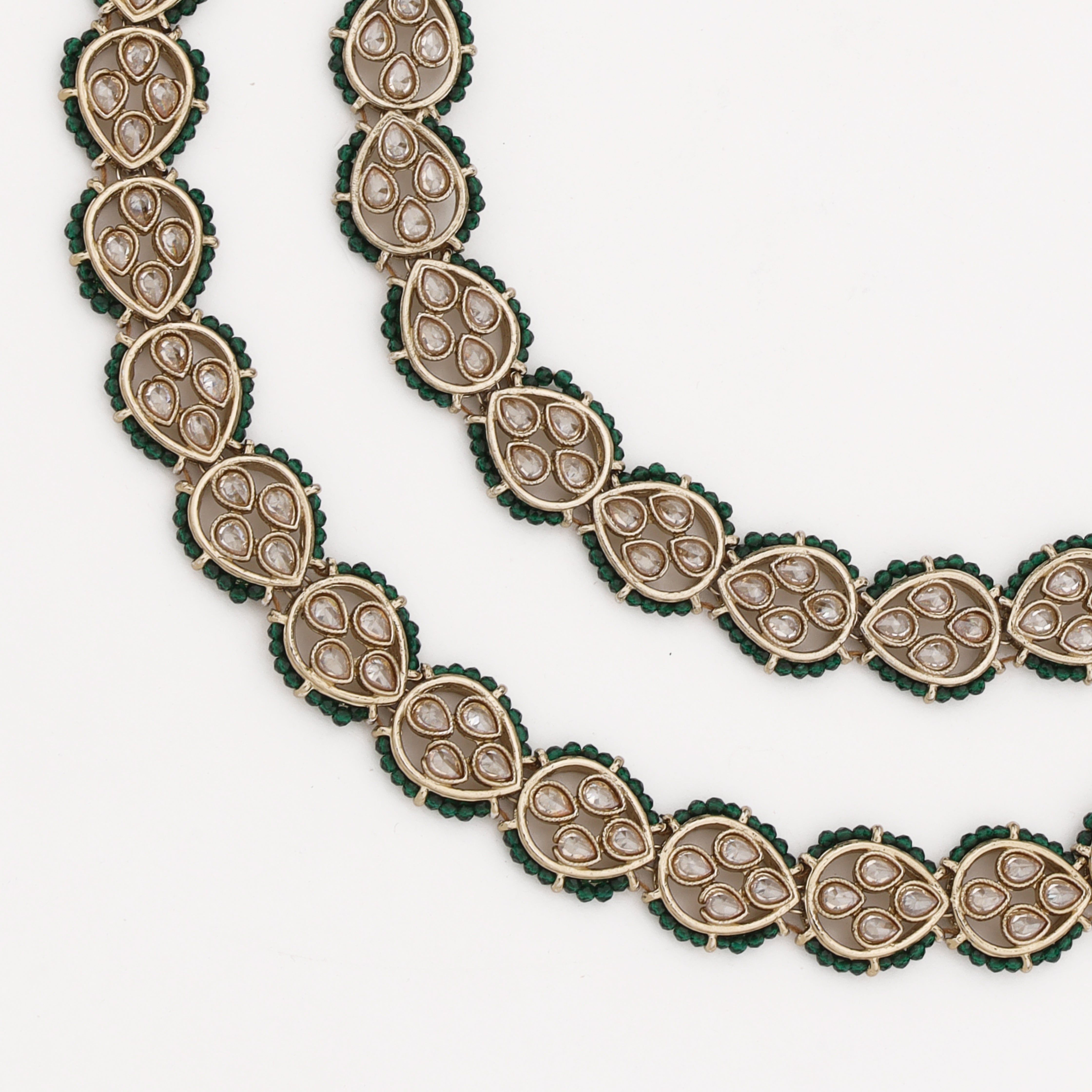 Emerald Kundan Heritage Payal with green bead detailing by US Catalog