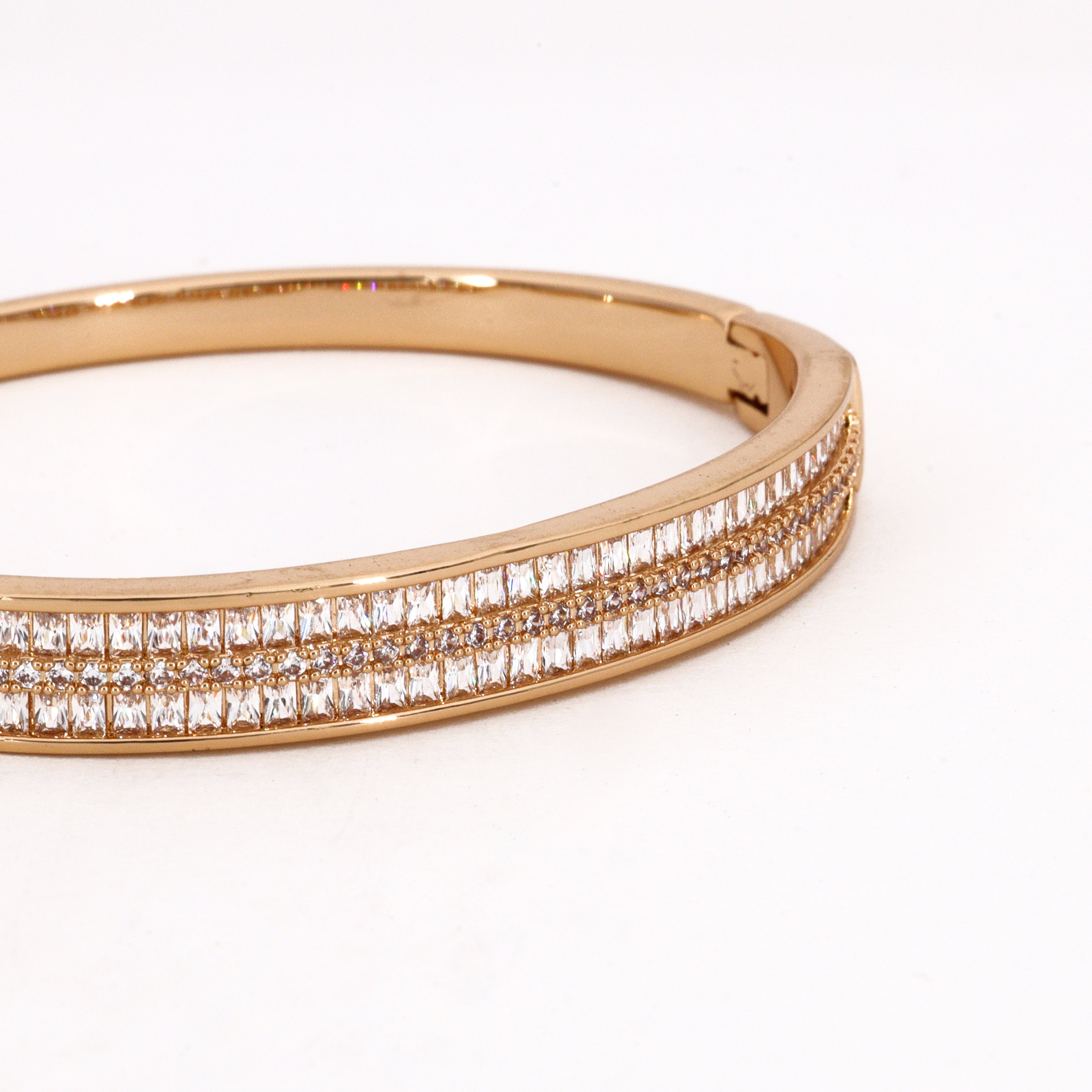 Gold Double Row Baguette Crystal Western Bracelet