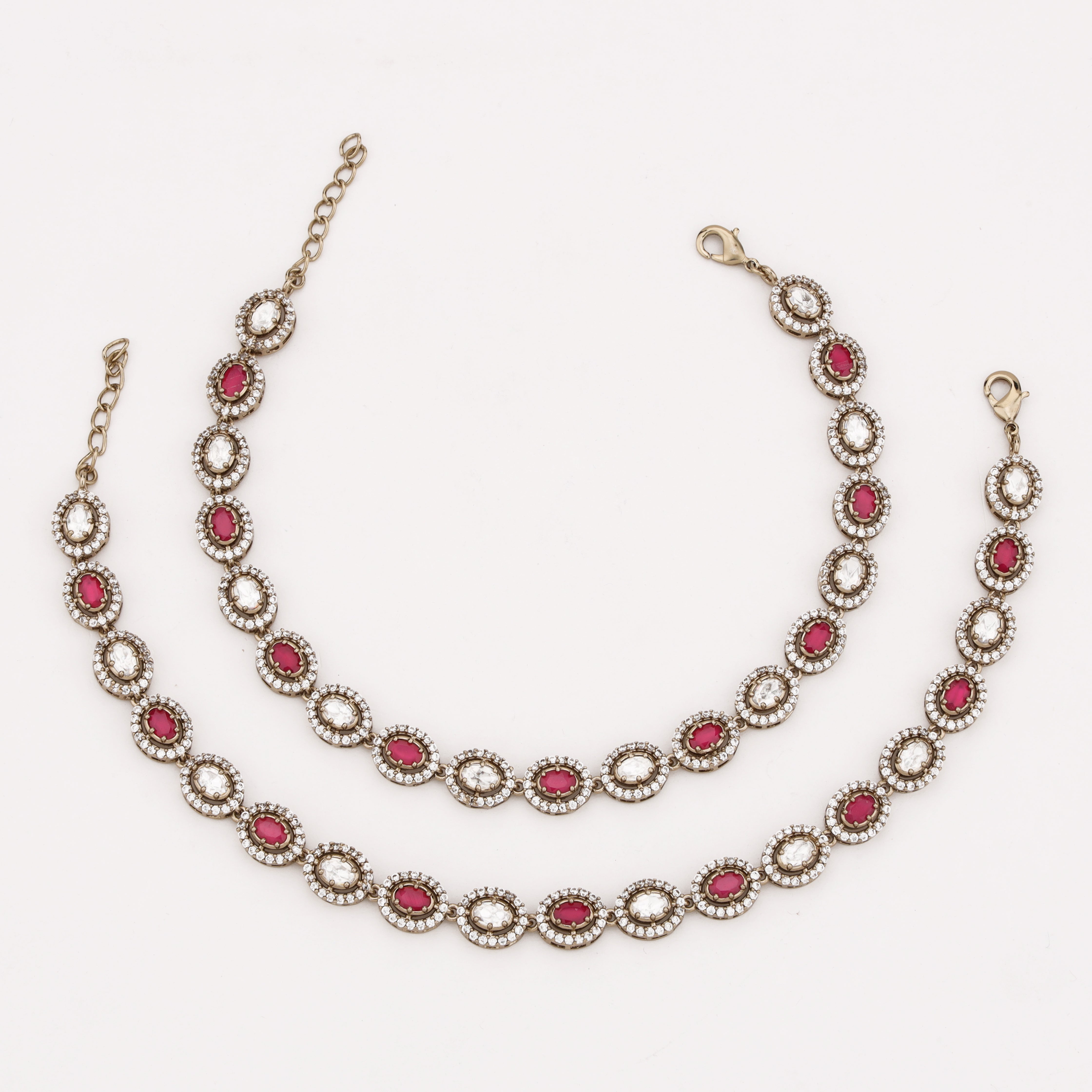 Ruby Glow Crystal Anklet featuring ruby stones and sparkling crystal accents by US Catalog