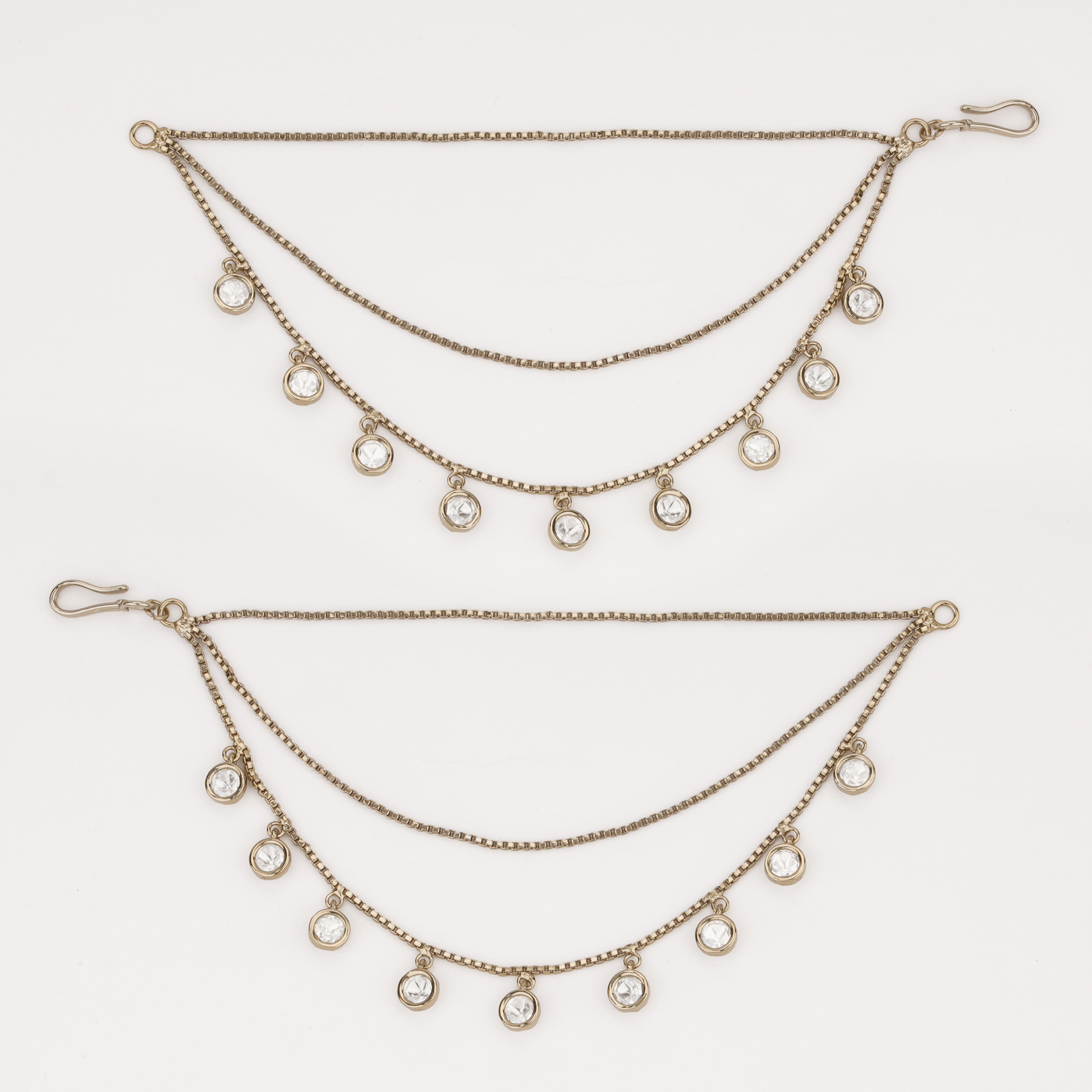 Elegant dual-layer crystal drop ear chain for women by US Catalog