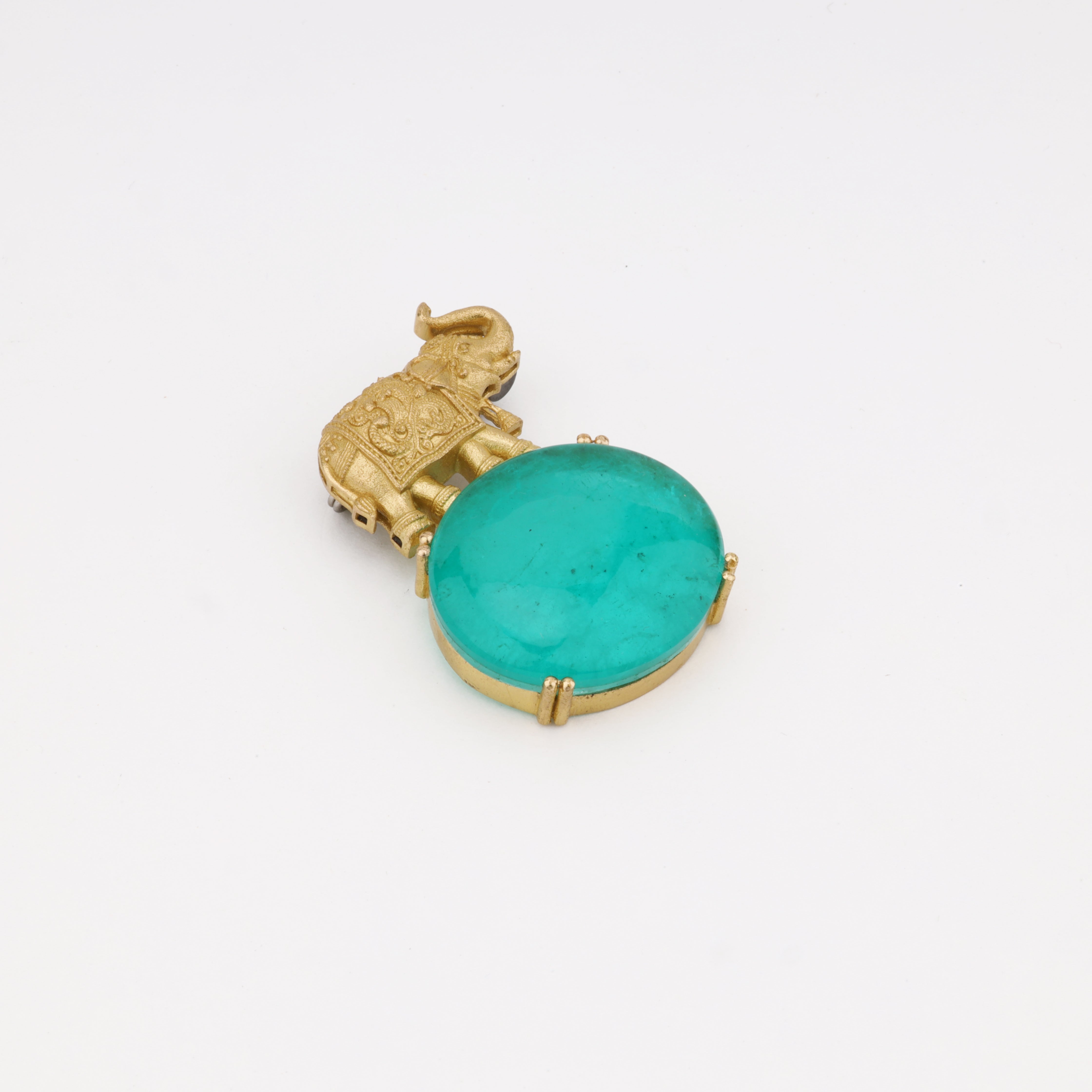 Royal Elephant Turquoise Stone Brooch Pin