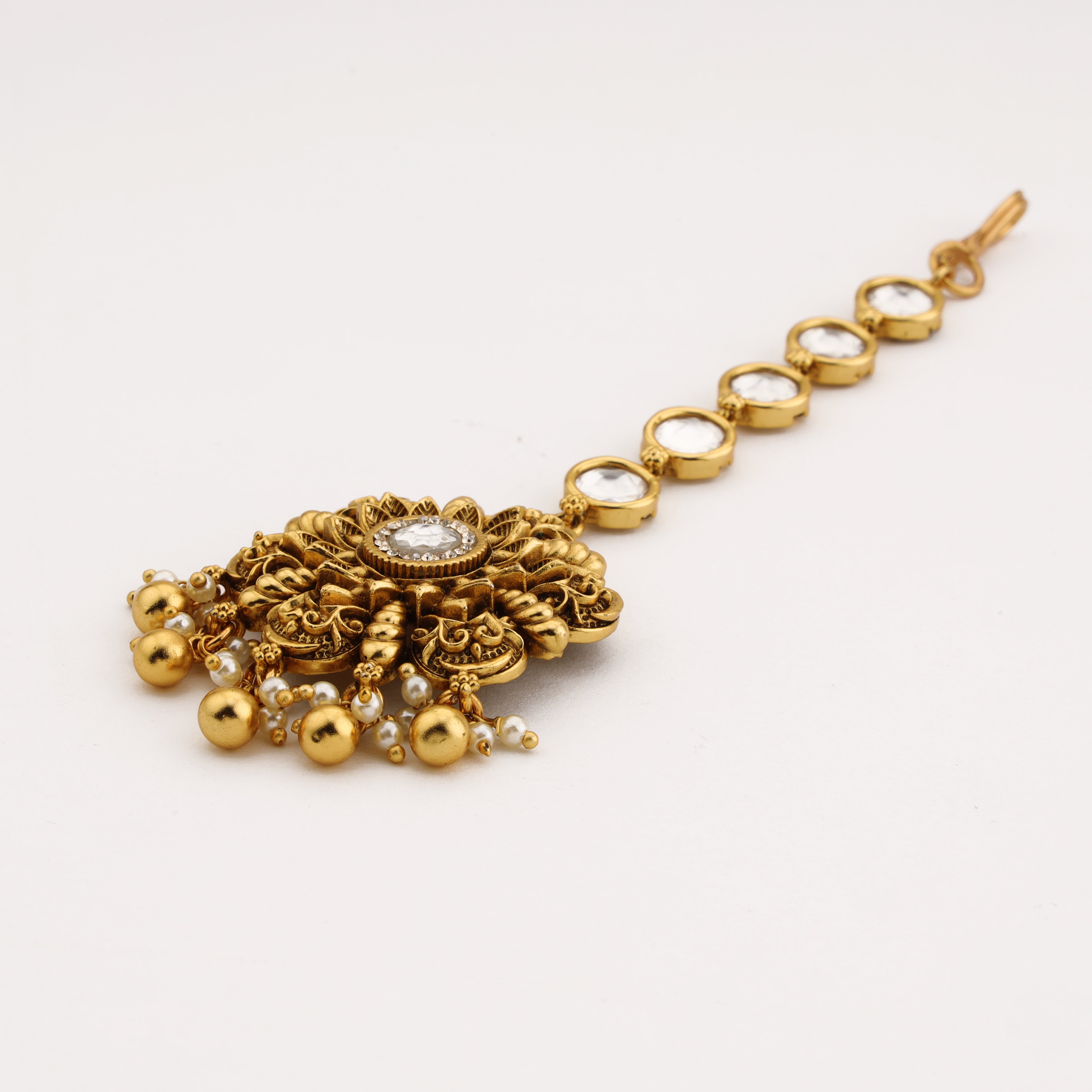 Noorvati Floral Pearl Maang Tika