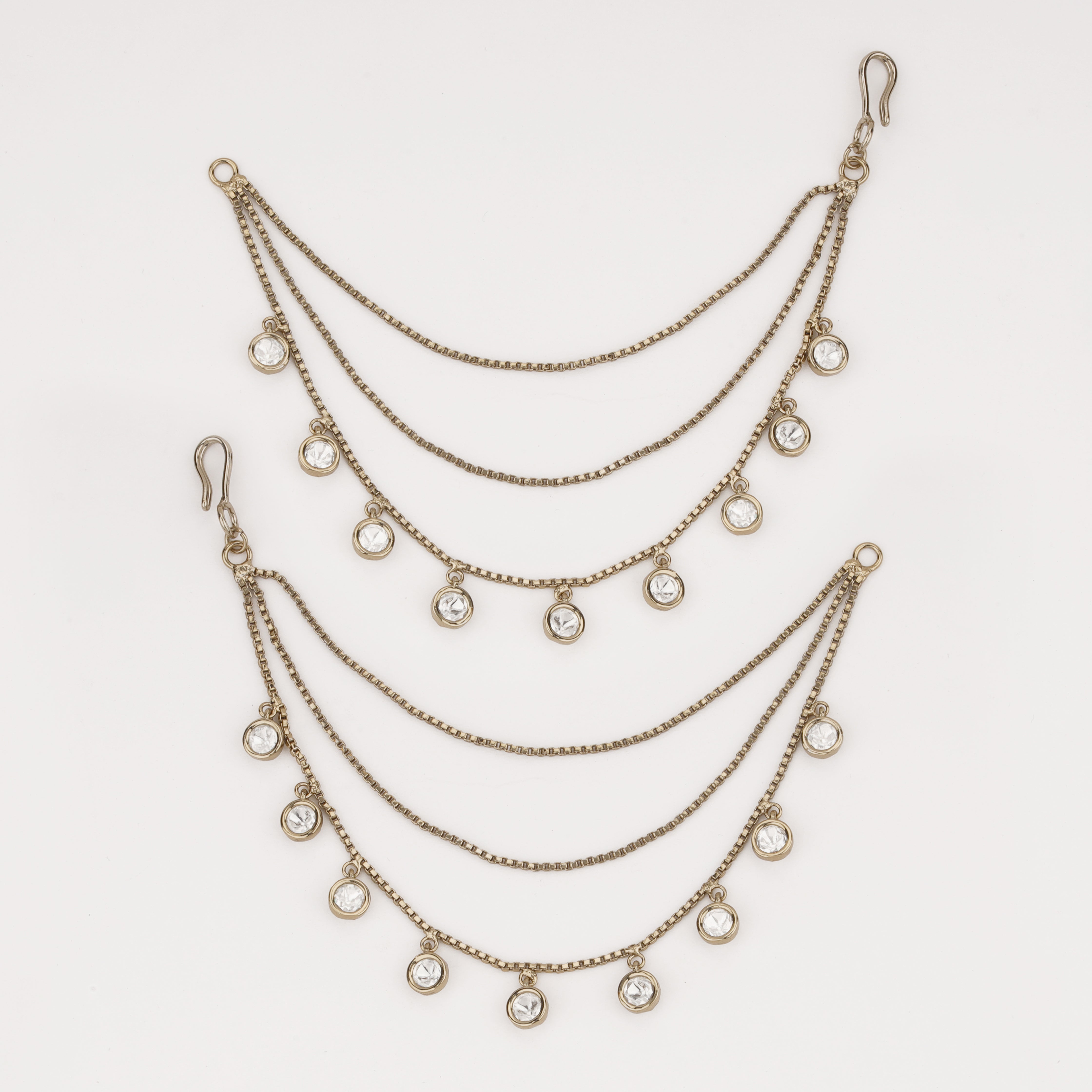 Elegant dual-layer crystal drop ear chain for women by US Catalog