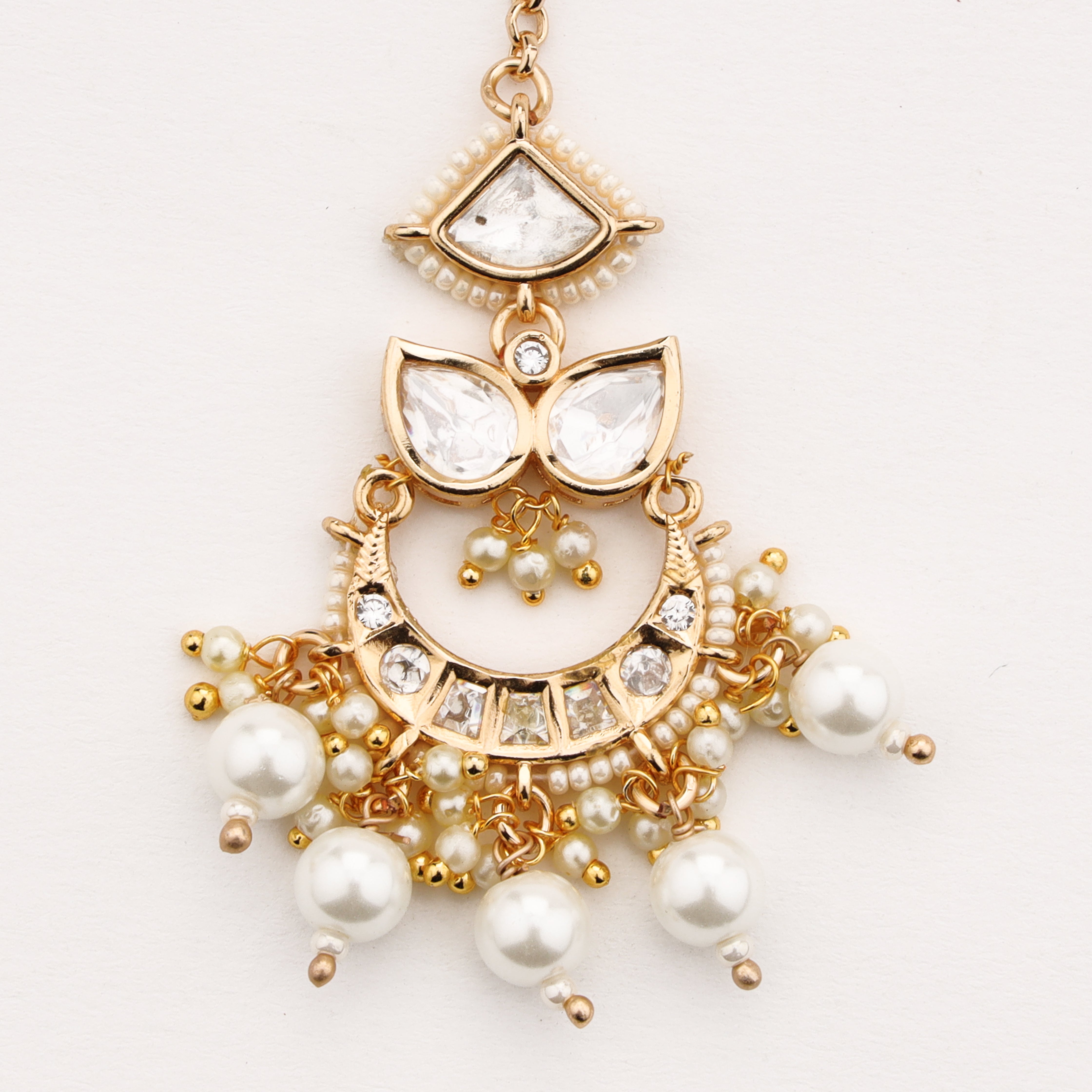 Gold-Tone Pearl Charm Maang Tika