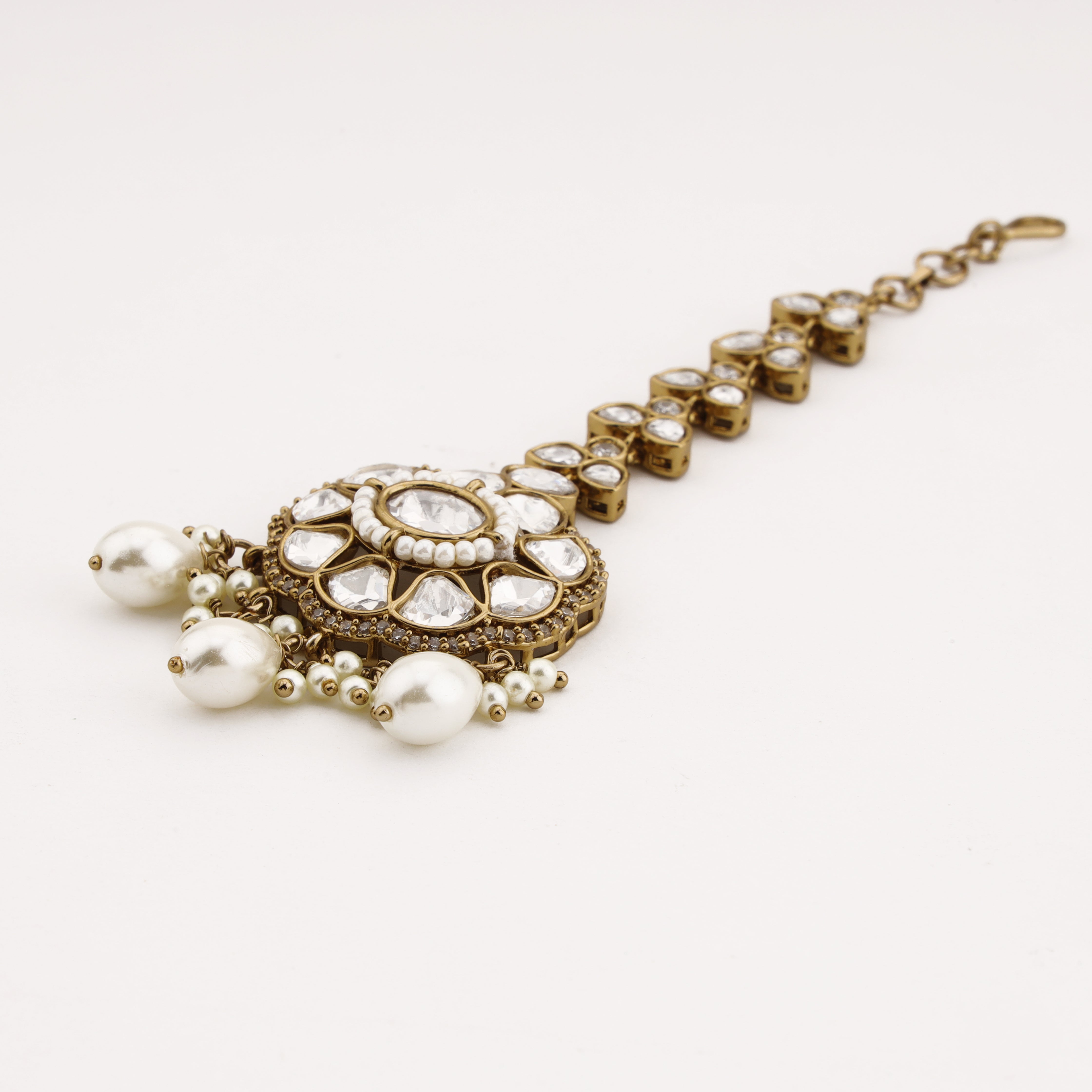 Pearl Bloom Crystal Maang Tika