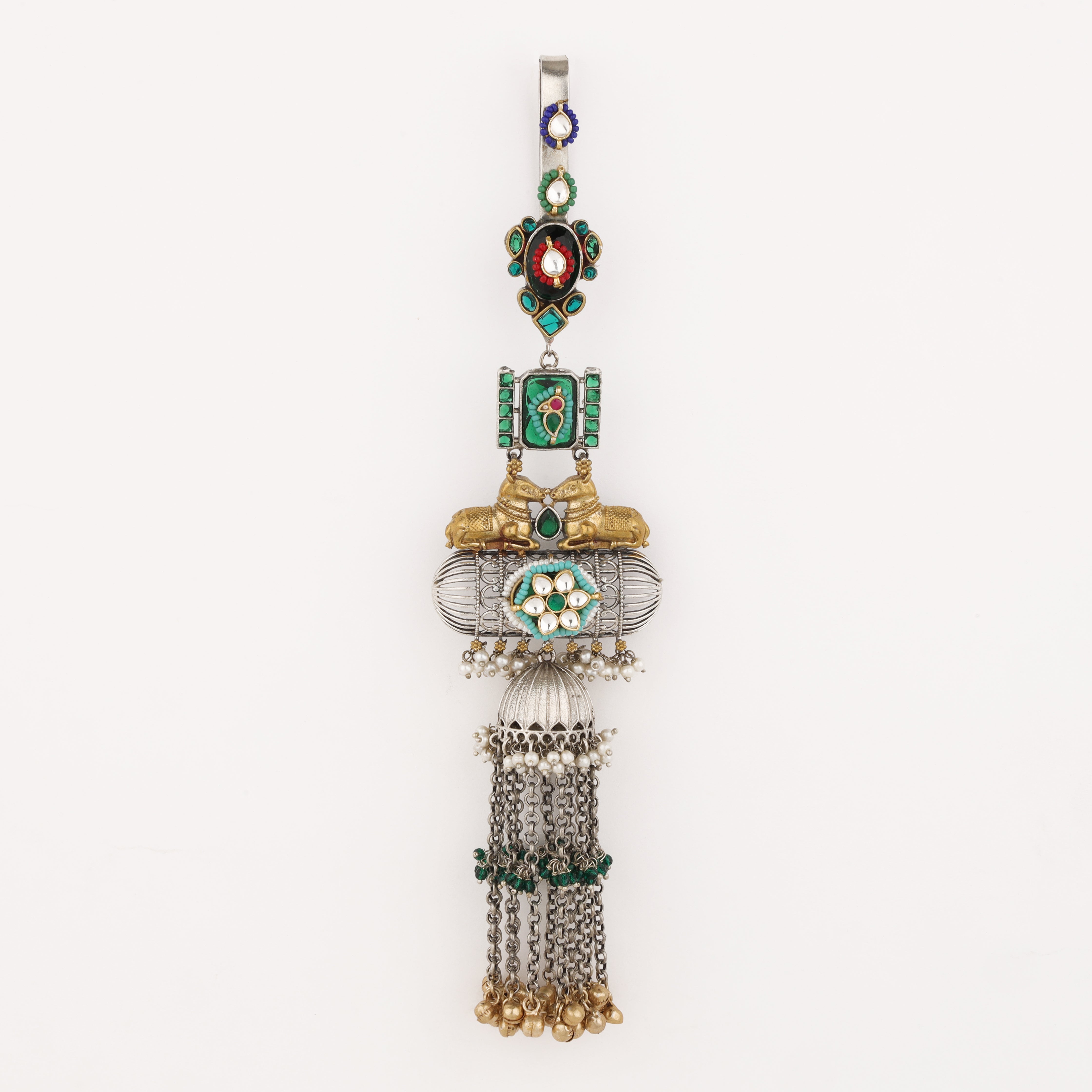 Rajwadi Multicolor Oxidized Kamar Juda for Women