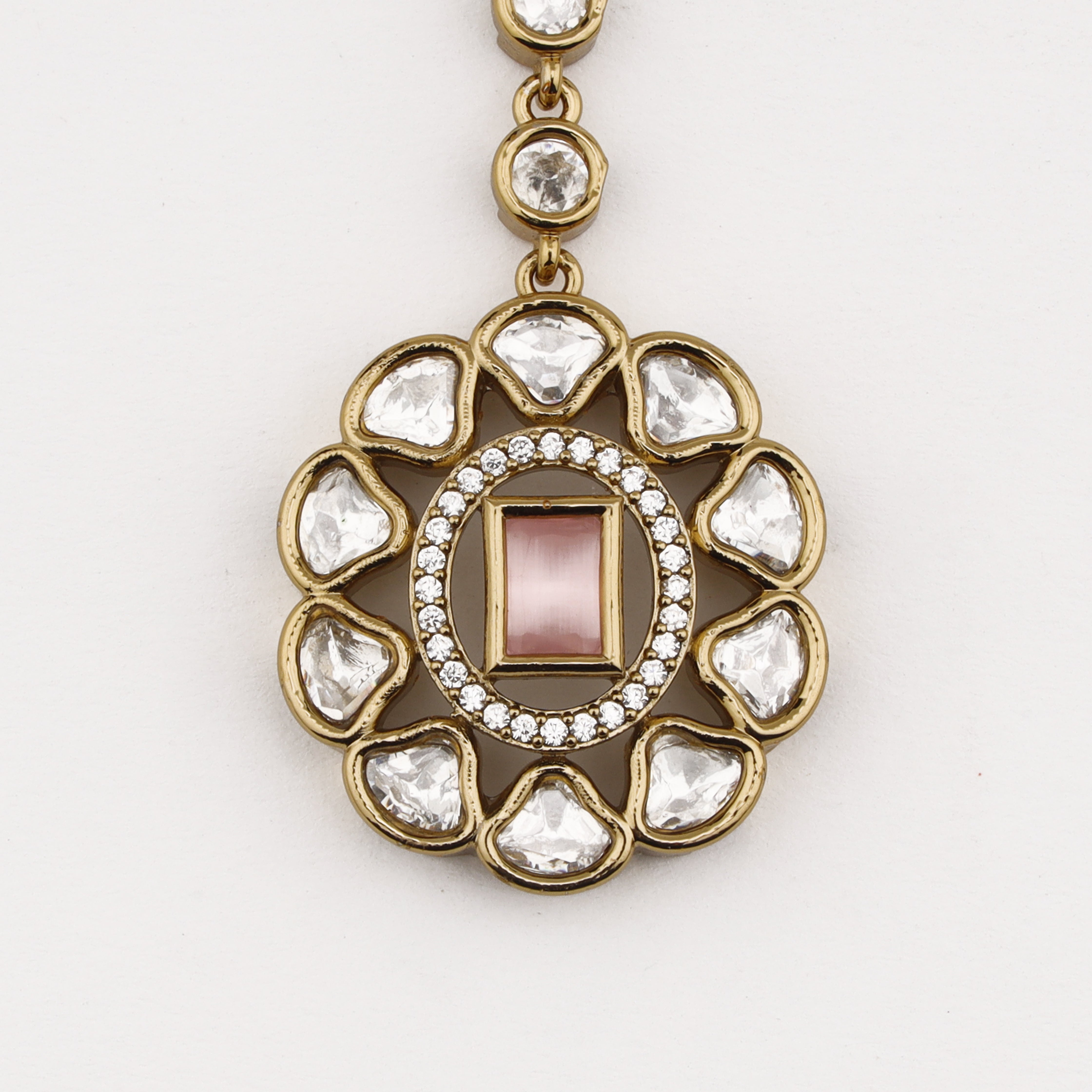 Blush Crystal Floral Maang Tika