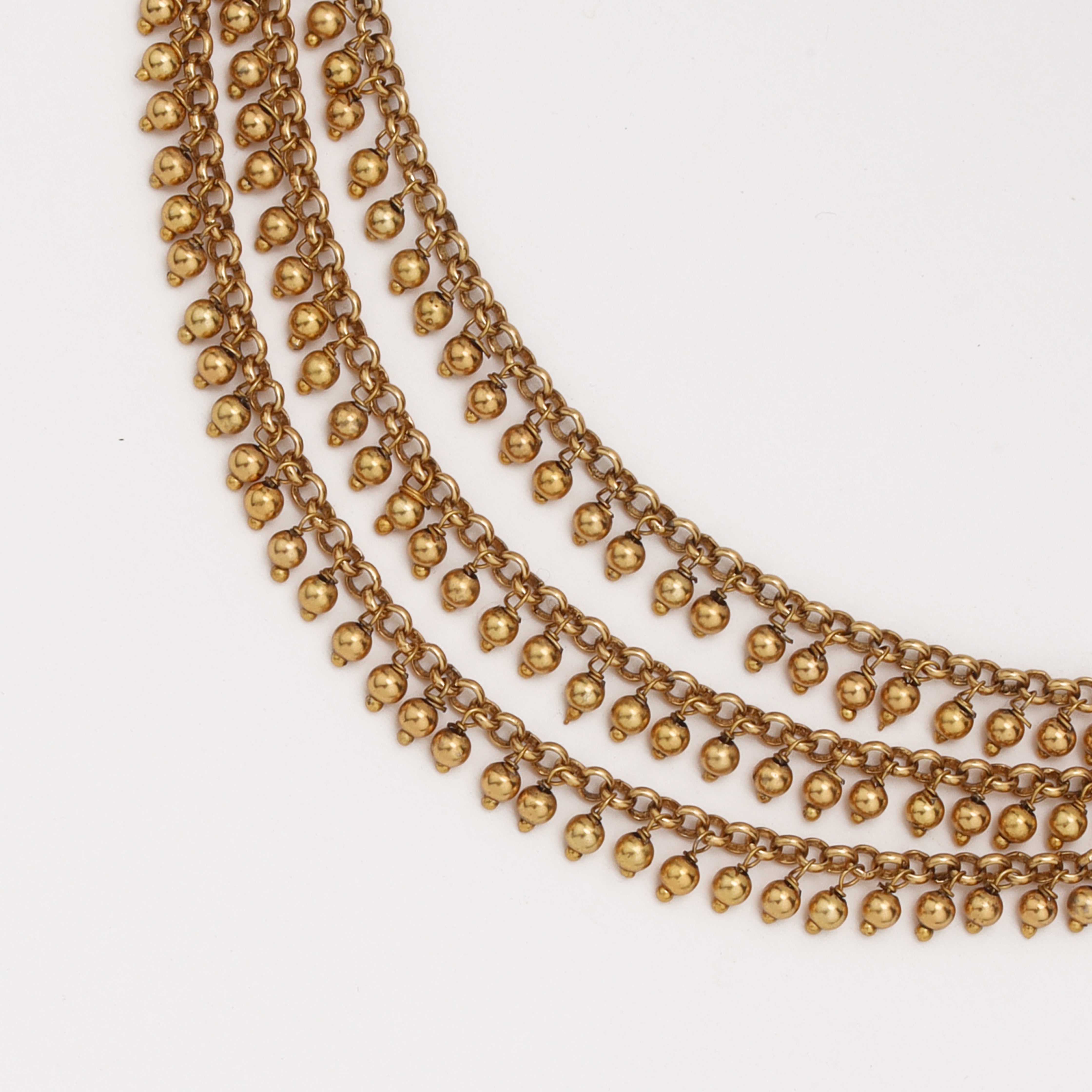 Classic Ghungroo Drape Ear Chain with layered antique gold chains by US Catalog