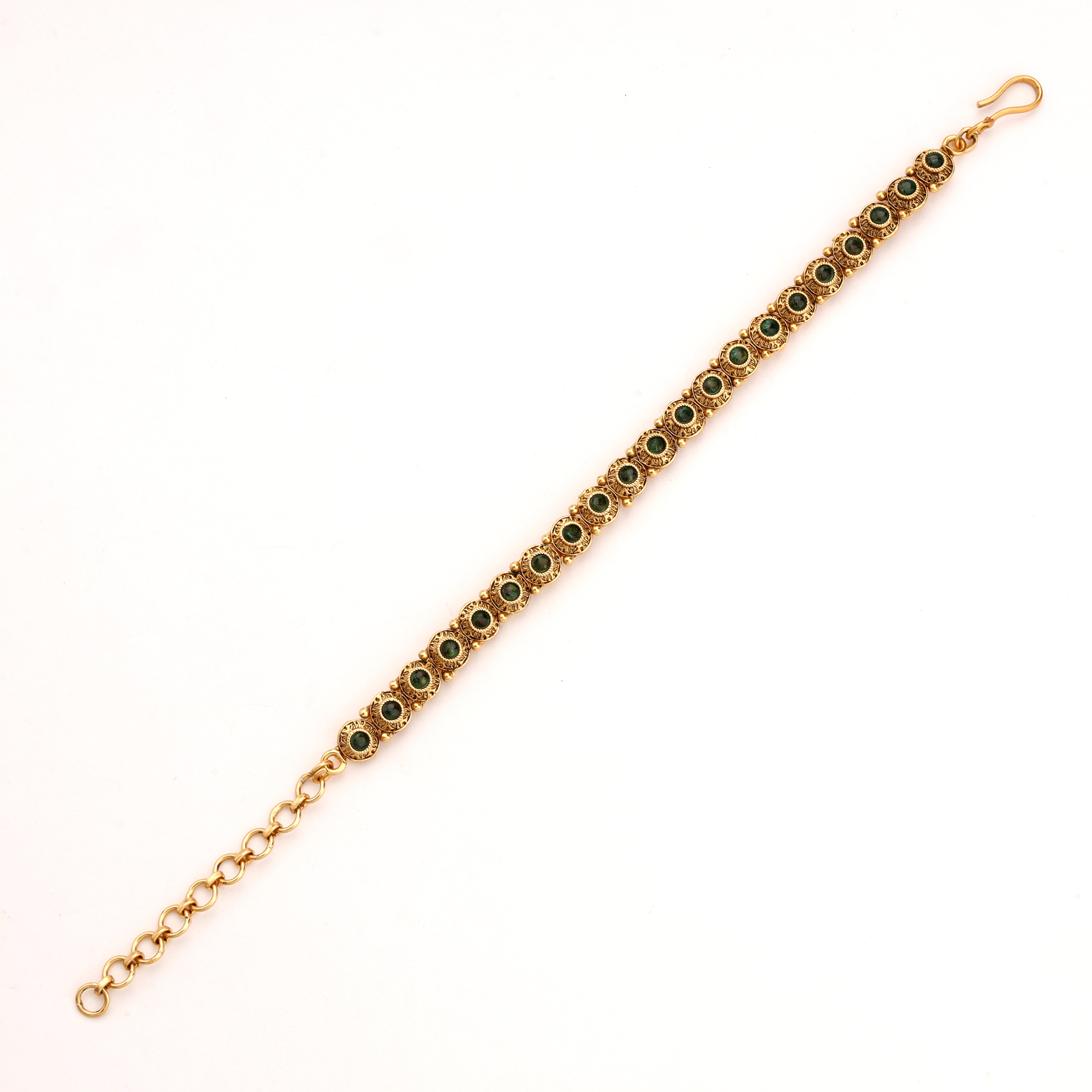 Antique Gold Solar Disc Stone Articulated Traditional Bracelet