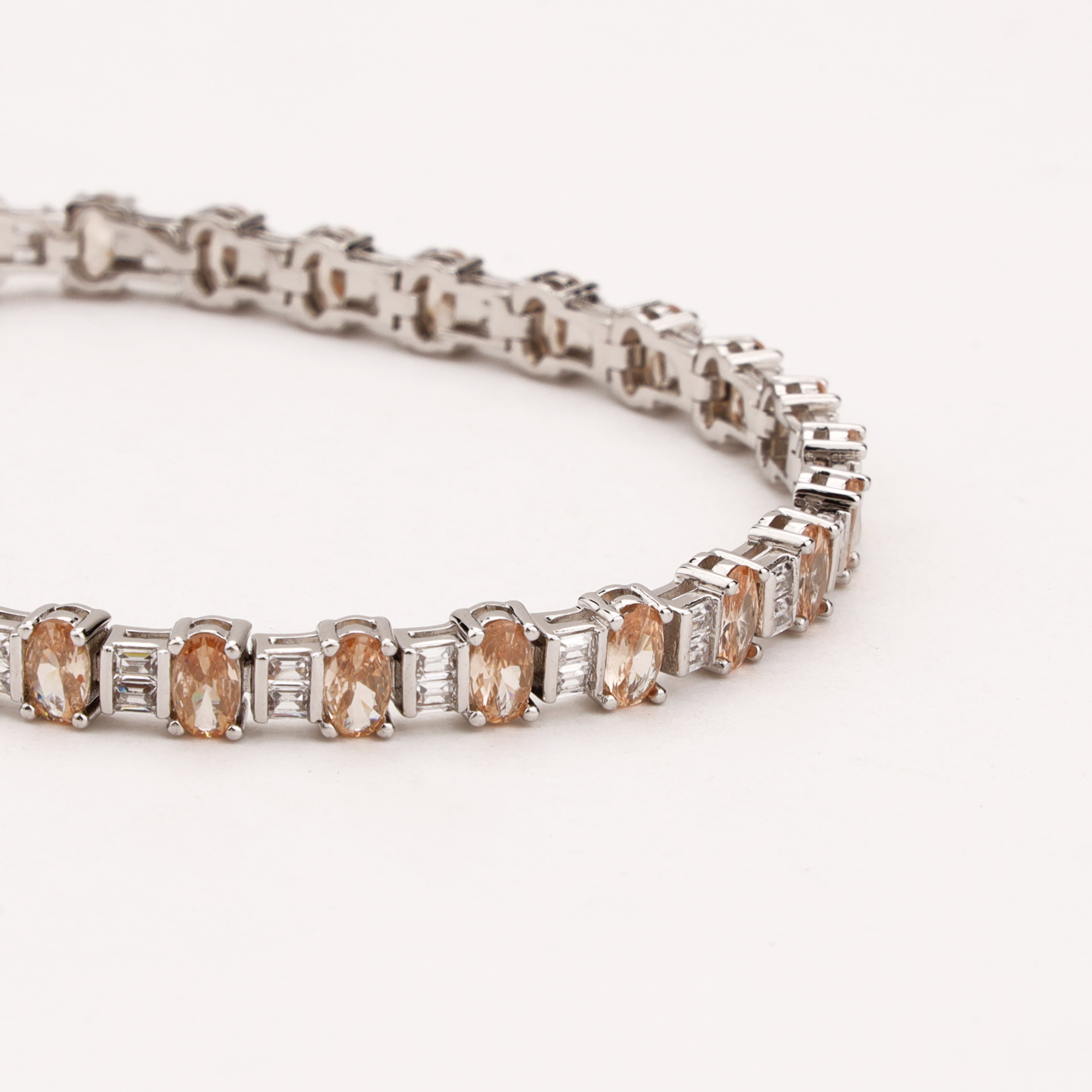 Oval Champagne Crystal Tennis Bracelet